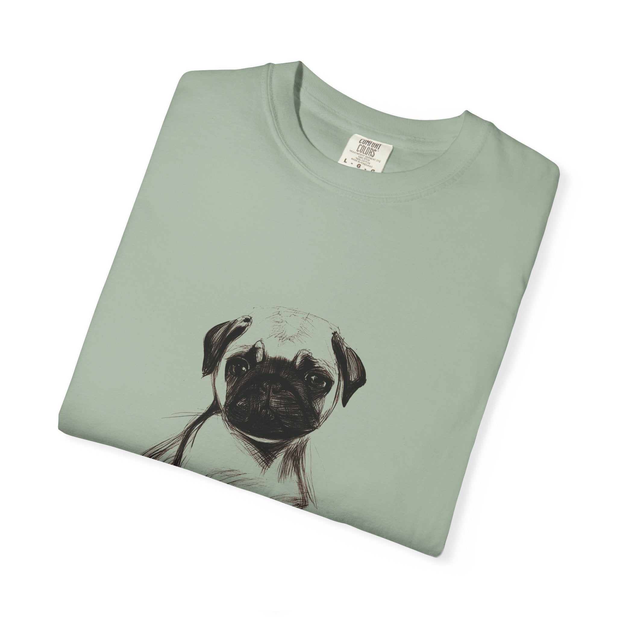 Personalized Pug T-Shirt | Custom Dog Name Tee | Comfort Colors 1717 Tee | Minimal Sketch Vintage Style | Dog lover gift