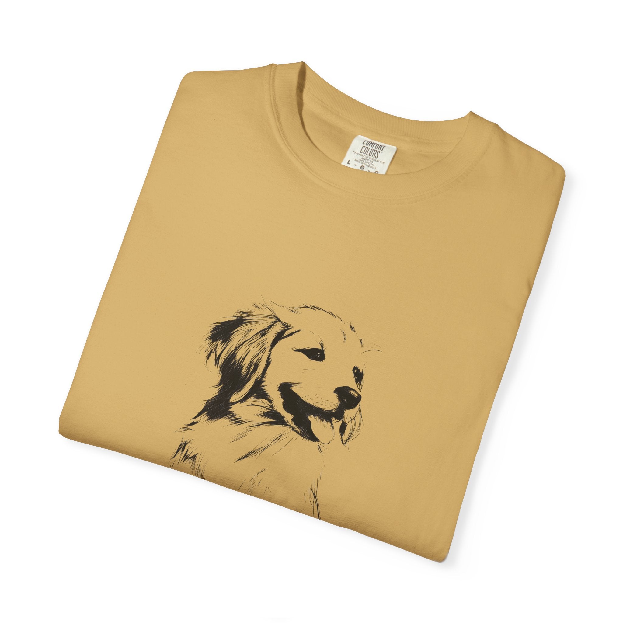Personalized Golden Retriever T-Shirt | Custom Dog Name Tee | Comfort Colors 1717 Tee | Minimal Sketch Vintage Style | Dog lover gift