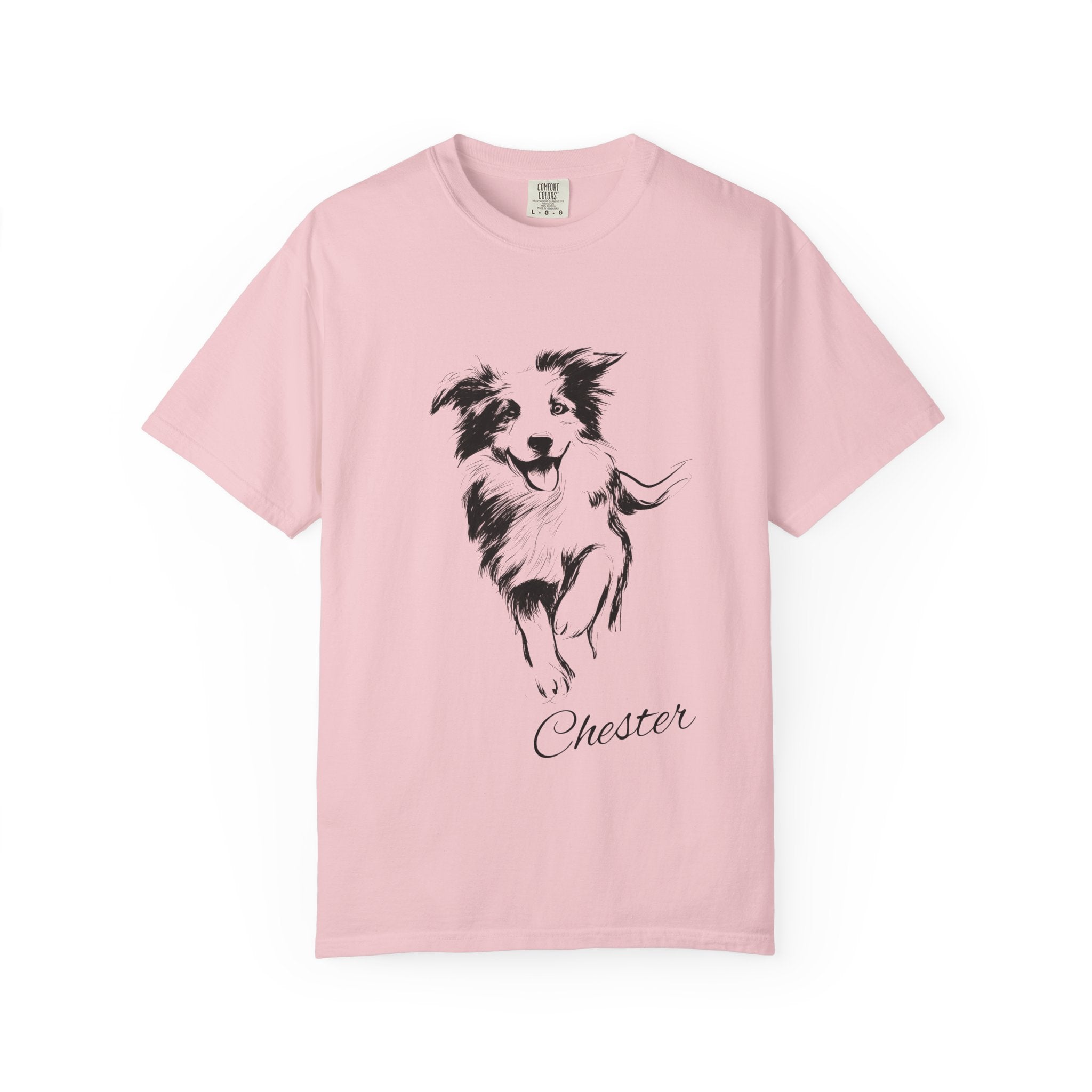 Personalized Border Collie T-Shirt | Custom Dog Name Tee | Comfort Colors 1717 Tee | Minimal Sketch Vintage Style | Dog lover gift