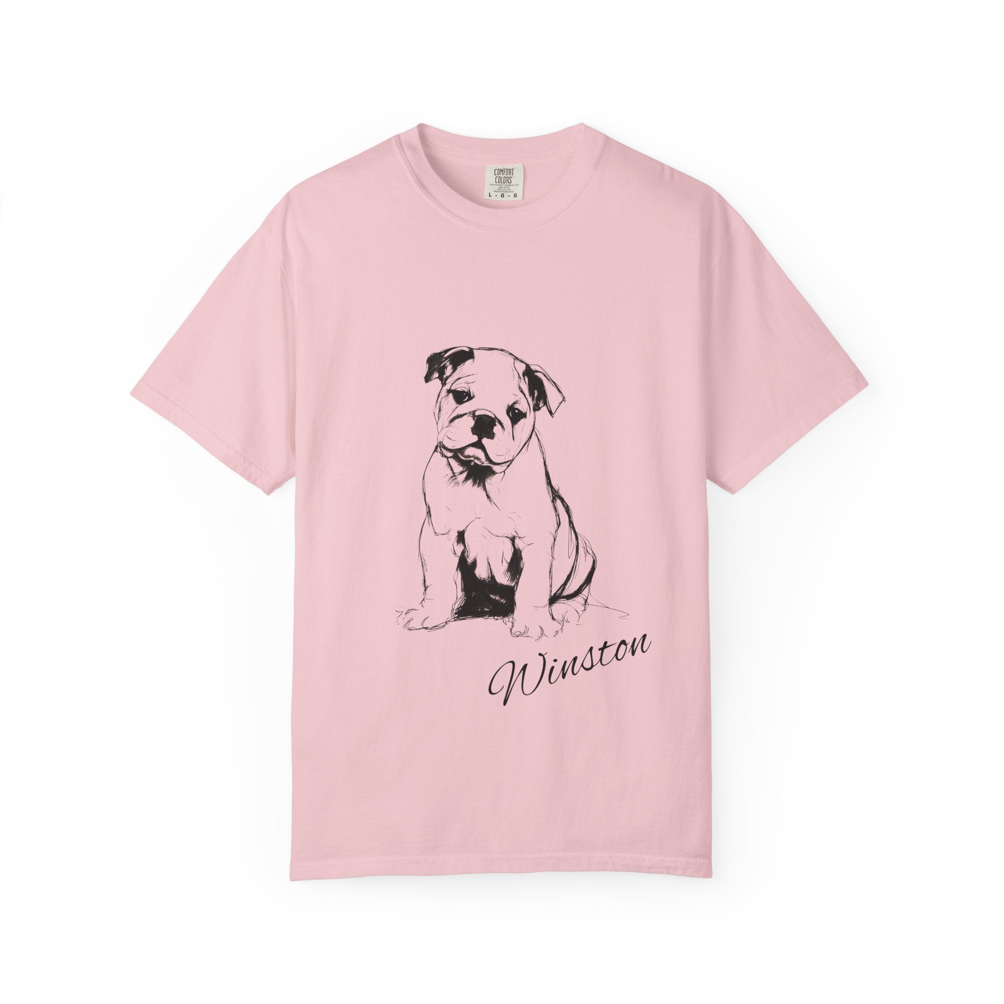 Personalized English Bulldog T-Shirt | Custom Dog Name Tee | Comfort Colors 1717 Tee | Minimal Sketch Vintage Style | Dog lover gift
