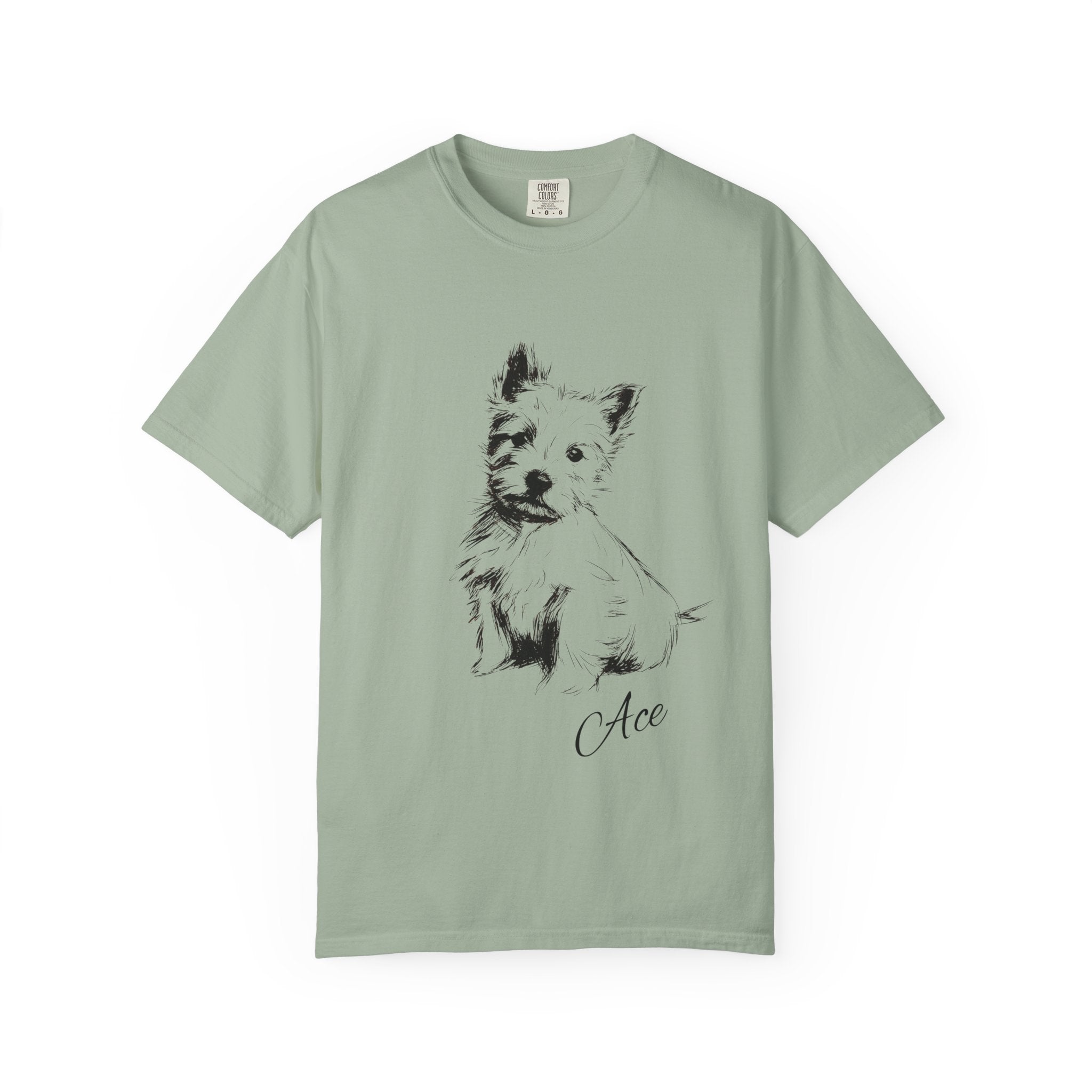 Personalized West Highland White Terrier T-Shirt | Custom Dog Name Tee | Comfort Colors Tee | Minimal Sketch Vintage Style | Dog lover gift