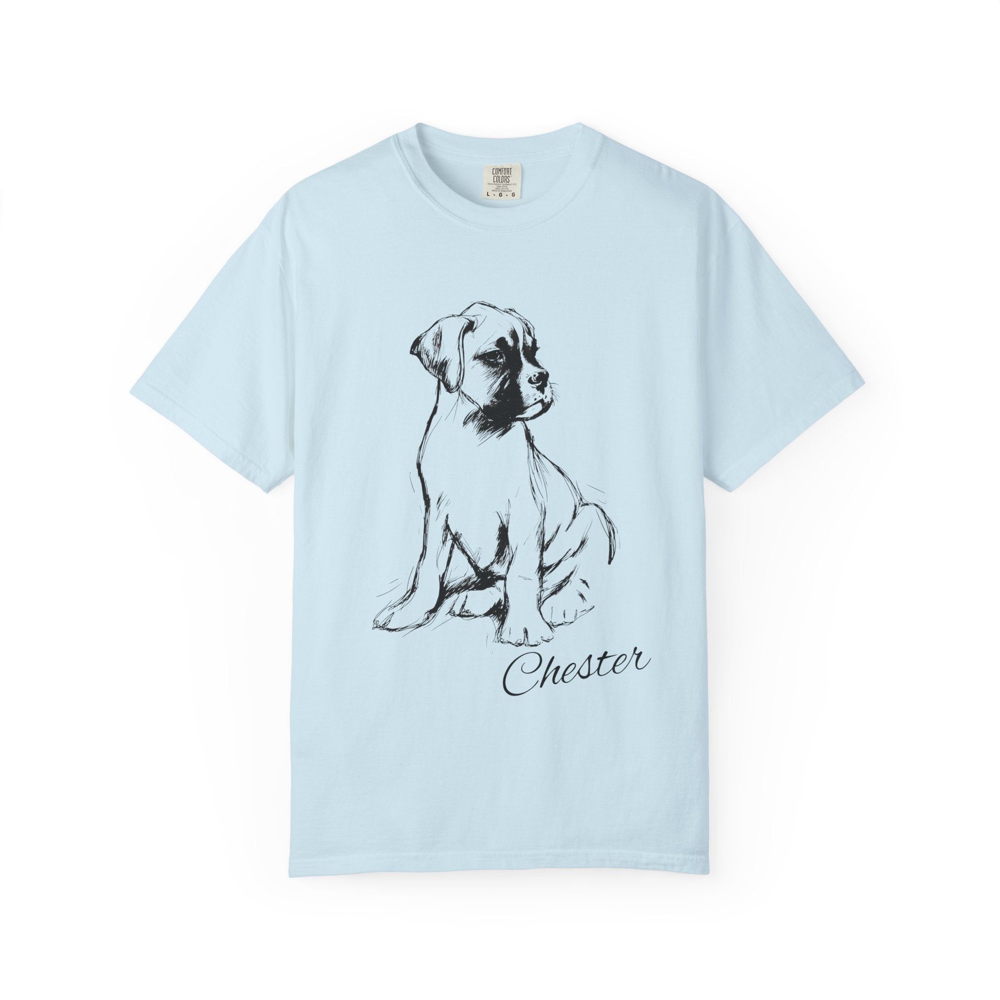 Personalized Boxer T-Shirt | Custom Dog Name Tee | Comfort Colors 1717 Tee | Minimal Sketch Vintage Style | Dog lover gift