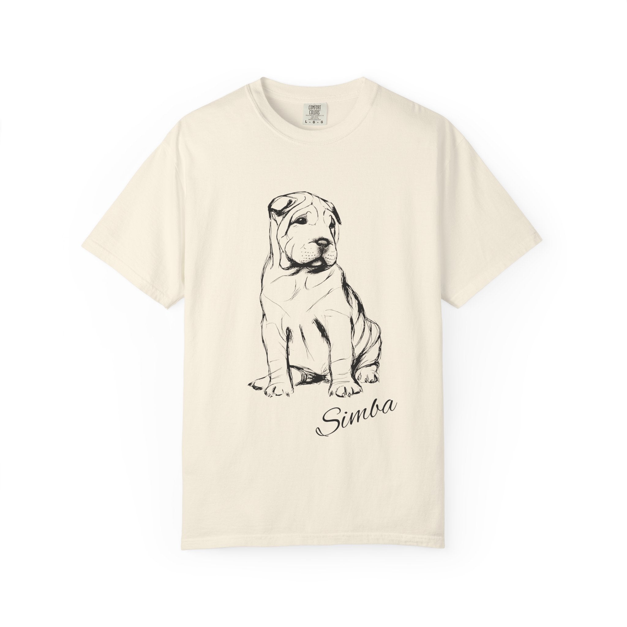 Personalized Sharpei T-Shirt | Custom Dog Name Tee | Comfort Colors 1717 Tee | Minimal Sketch Vintage Style | Dog lover gift