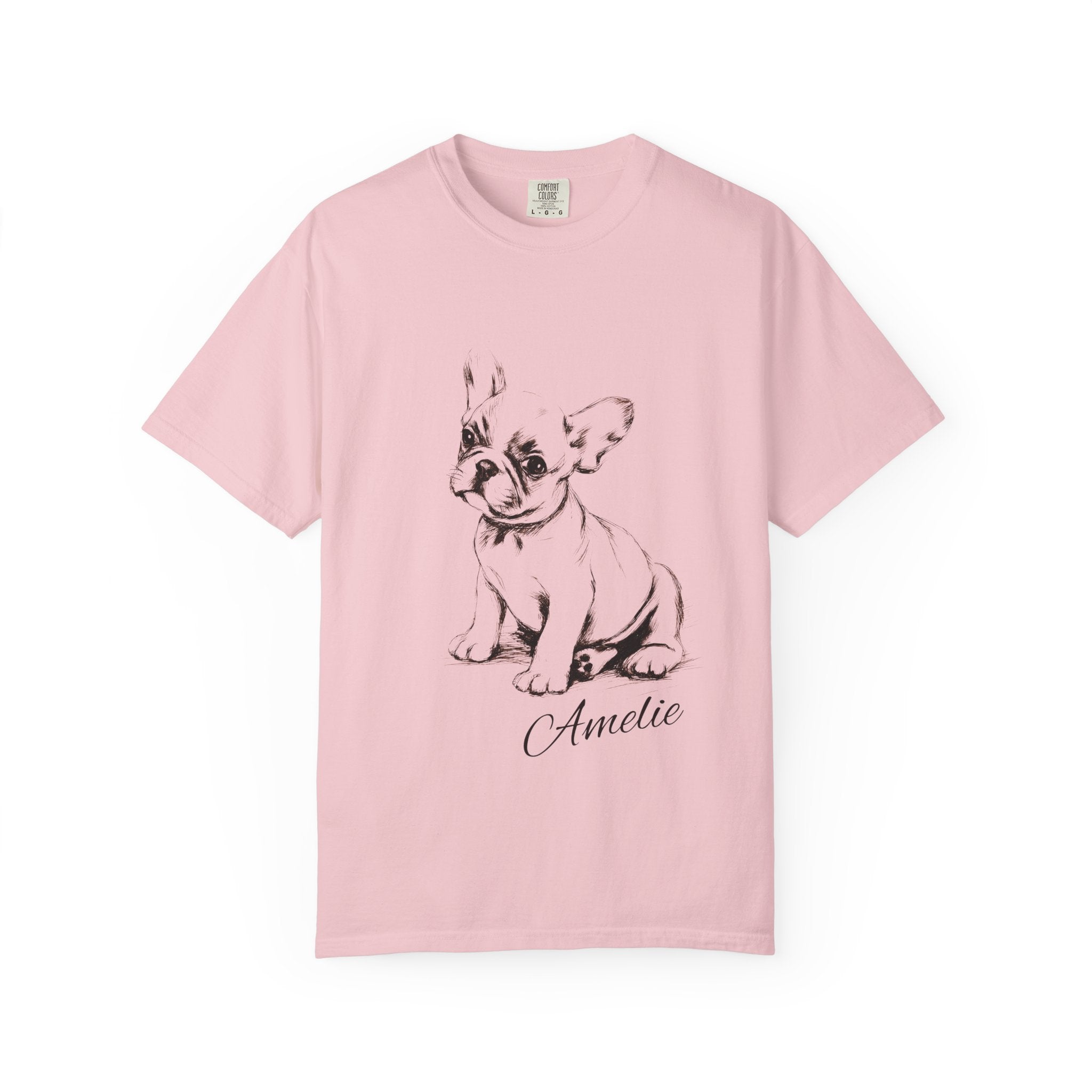Personalized French Bulldog T-Shirt | Custom Dog Name Tee | Comfort Colors 1717 Tee | Minimal Sketch Vintage Style | Frenchie lover gift