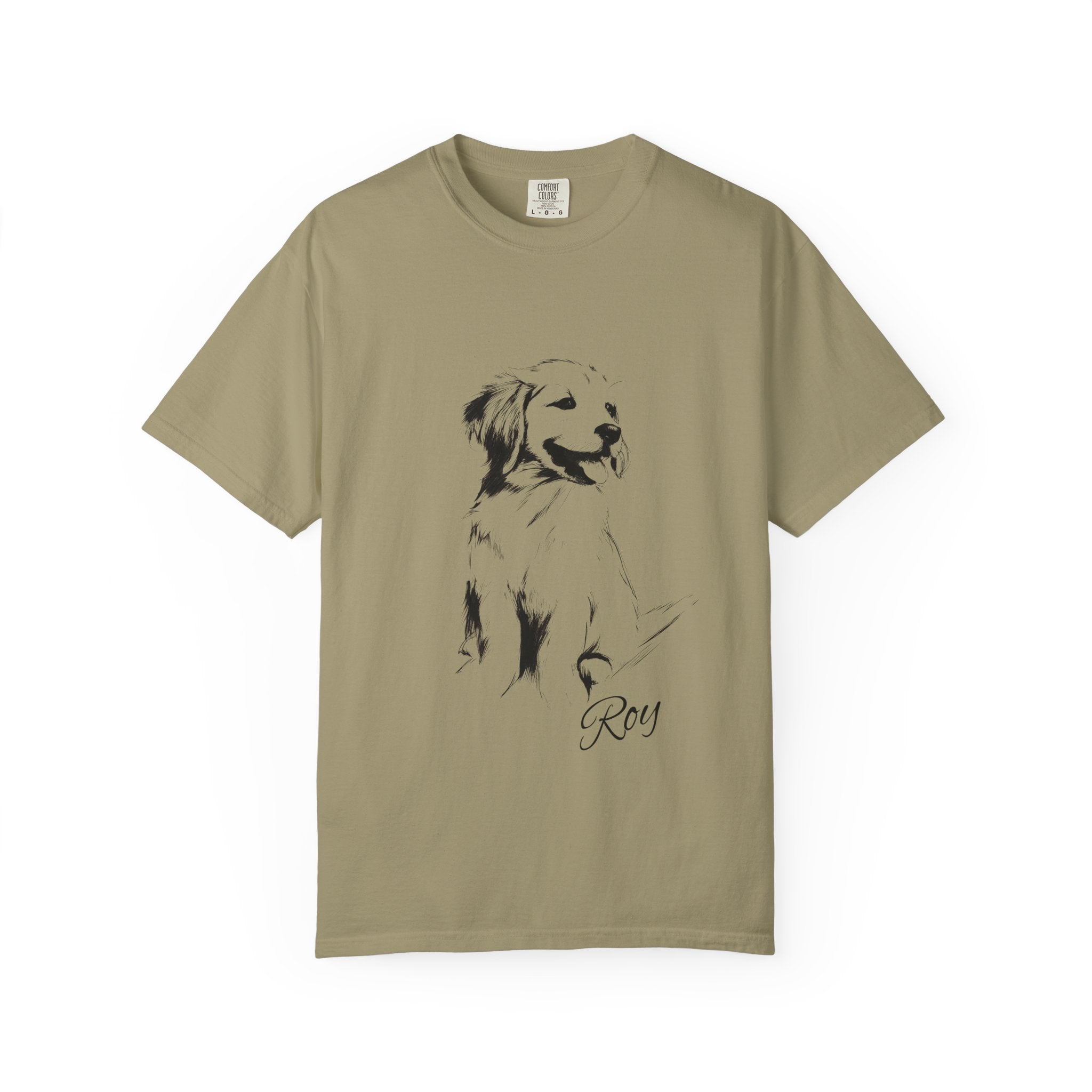 Personalized Golden Retriever T-Shirt | Custom Dog Name Tee | Comfort Colors 1717 Tee | Minimal Sketch Vintage Style | Dog lover gift