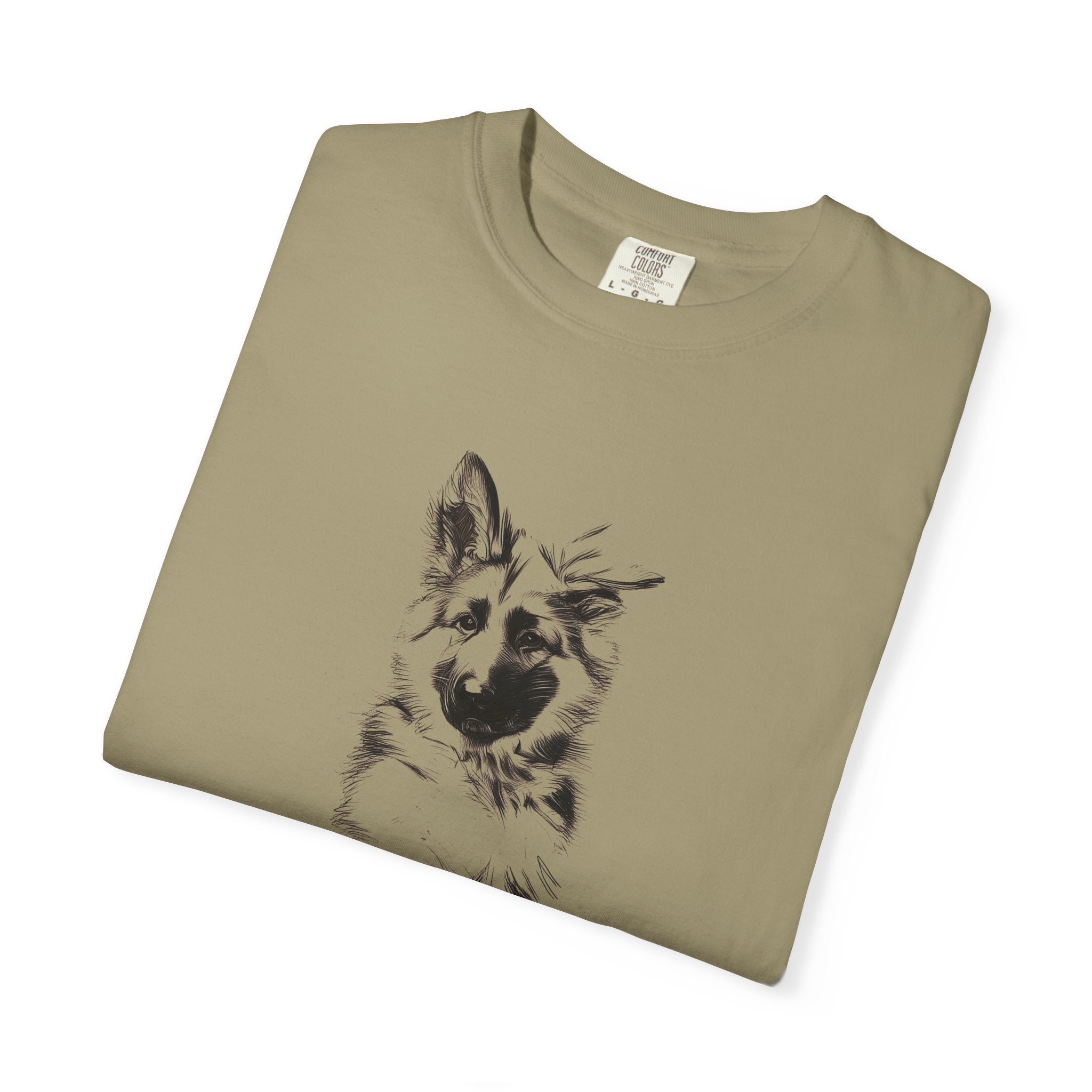 Personalized German Shepherd T-Shirt | Custom Dog Name Tee | Comfort Colors 1717 Tee | Minimal Sketch Vintage Style | Dog lover gift