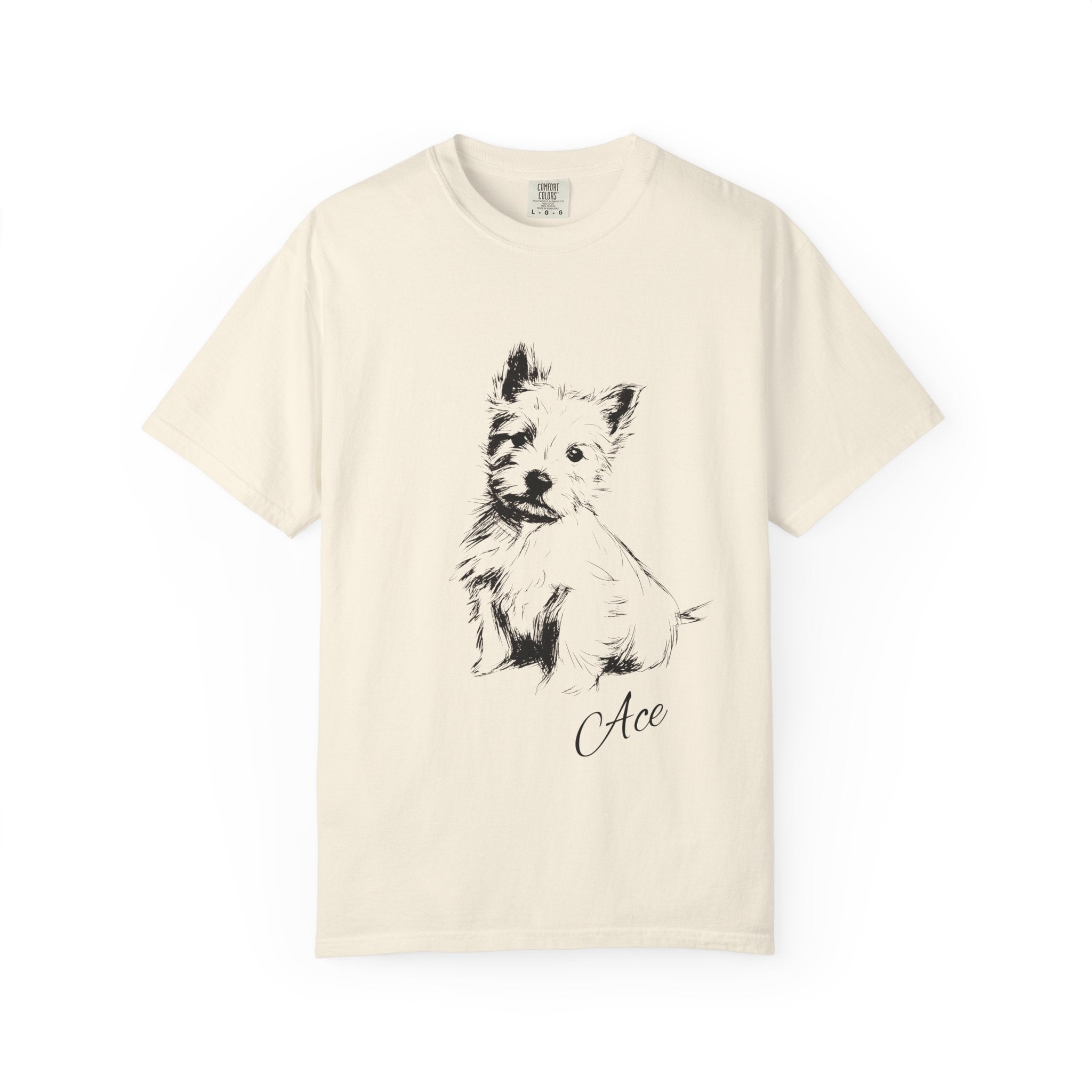 Personalized West Highland White Terrier T-Shirt | Custom Dog Name Tee | Comfort Colors Tee | Minimal Sketch Vintage Style | Dog lover gift