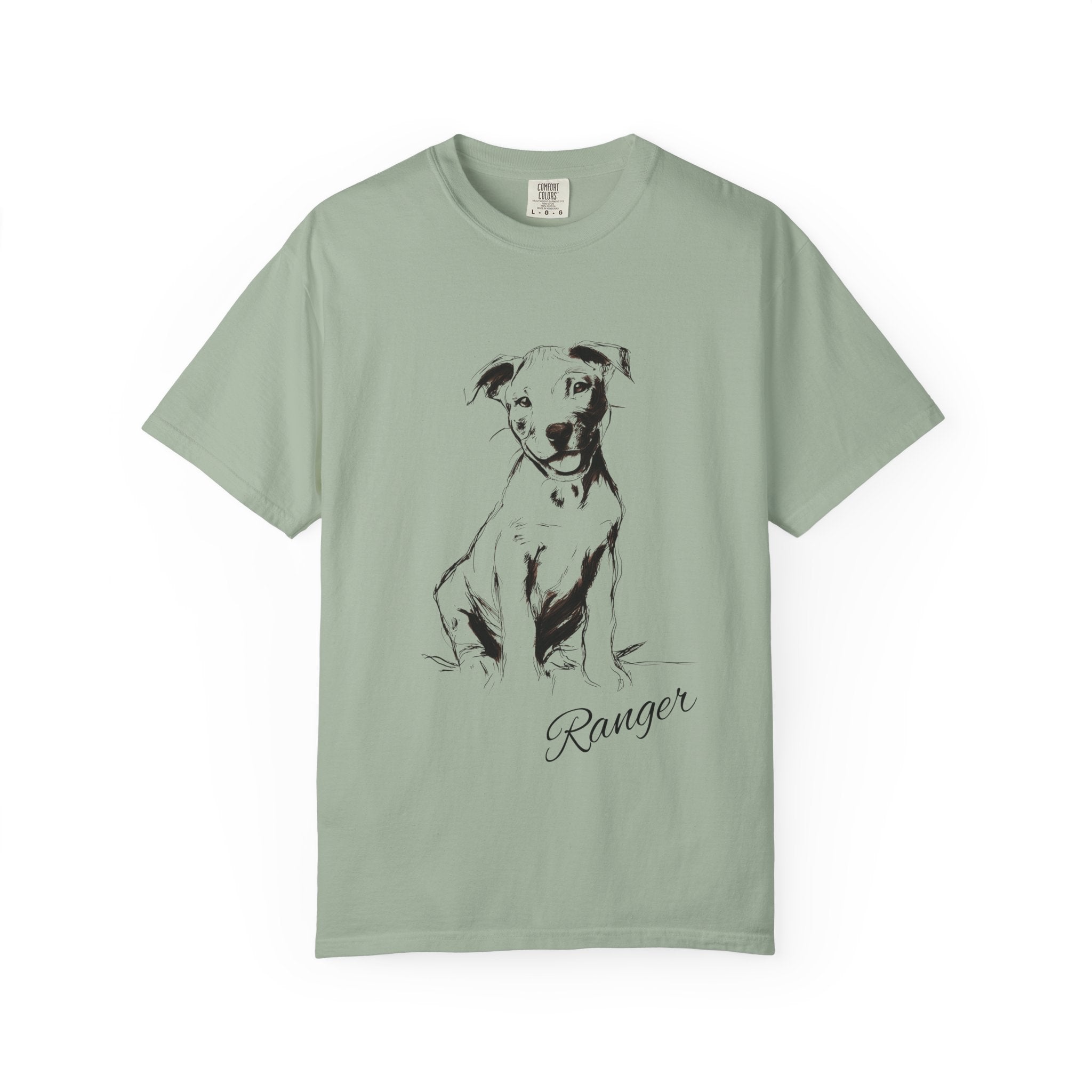 Personalized Pitbull T-Shirt | Custom Dog Name Tee | Comfort Colors 1717 Tee | Minimal Sketch Vintage Style | Dog lover gift