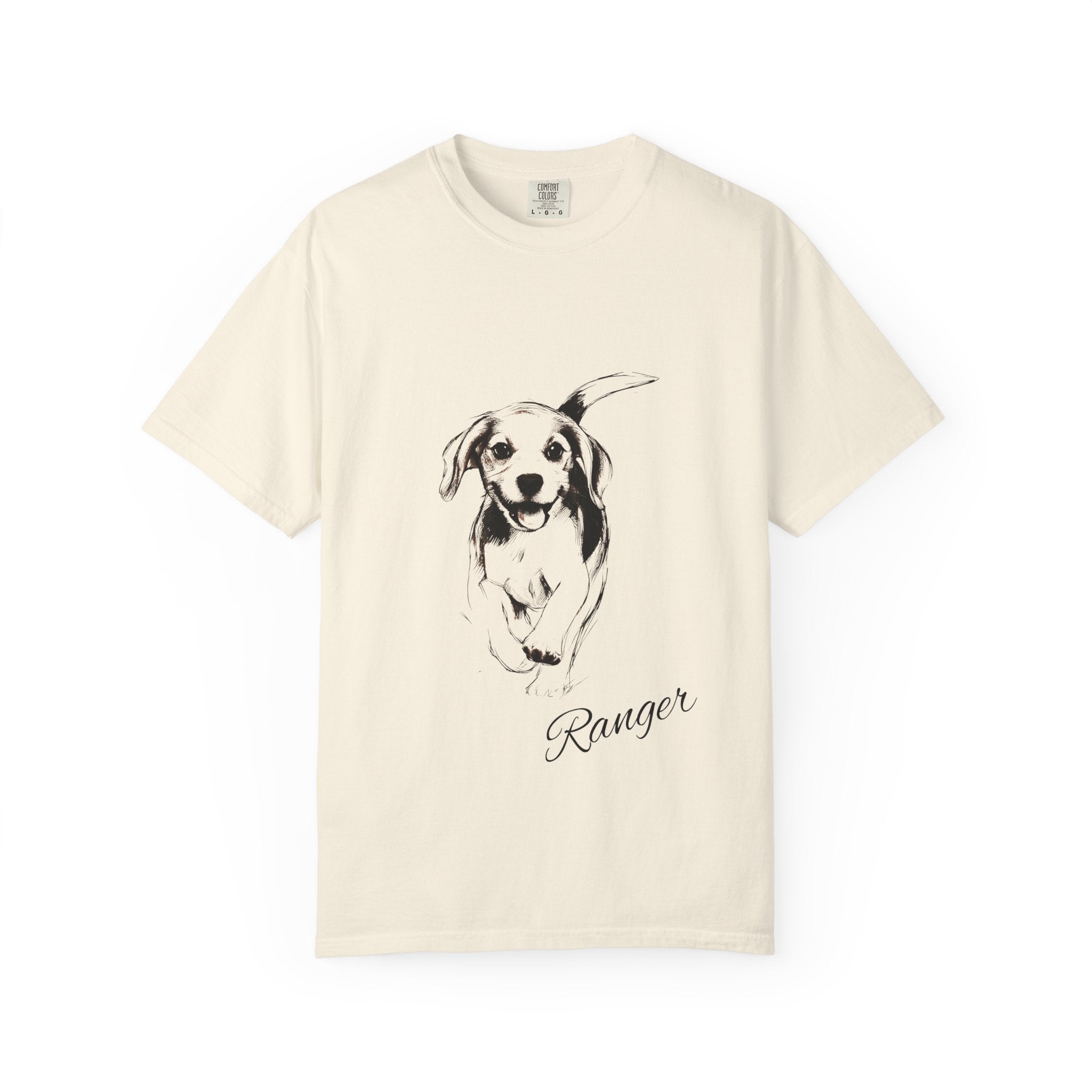 Personalized Beagle T-Shirt | Custom Dog Name Tee | Comfort Colors 1717 Tee | Minimal Sketch Vintage Style | Dog lover gift
