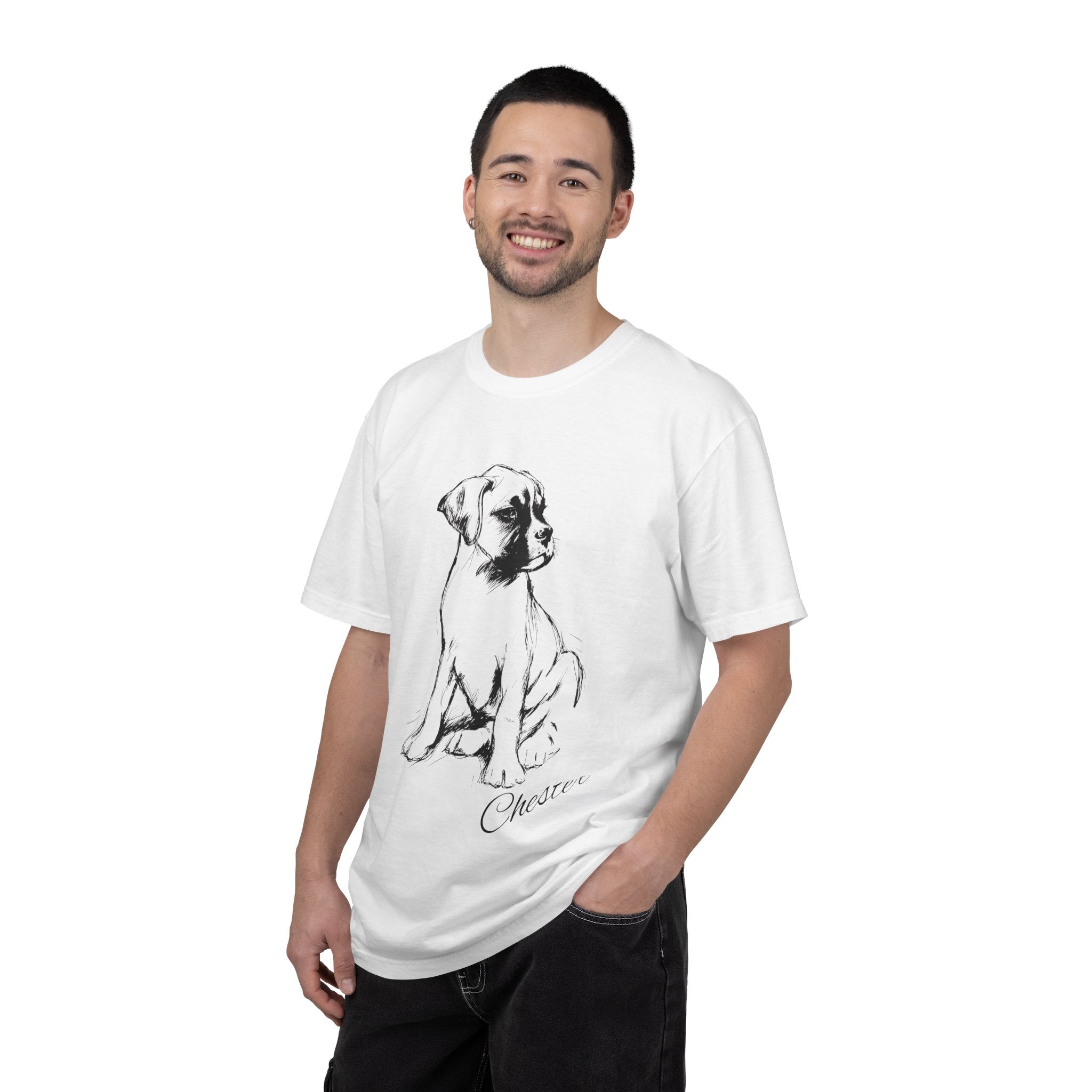 Personalized Boxer T-Shirt | Custom Dog Name Tee | Comfort Colors 1717 Tee | Minimal Sketch Vintage Style | Dog lover gift