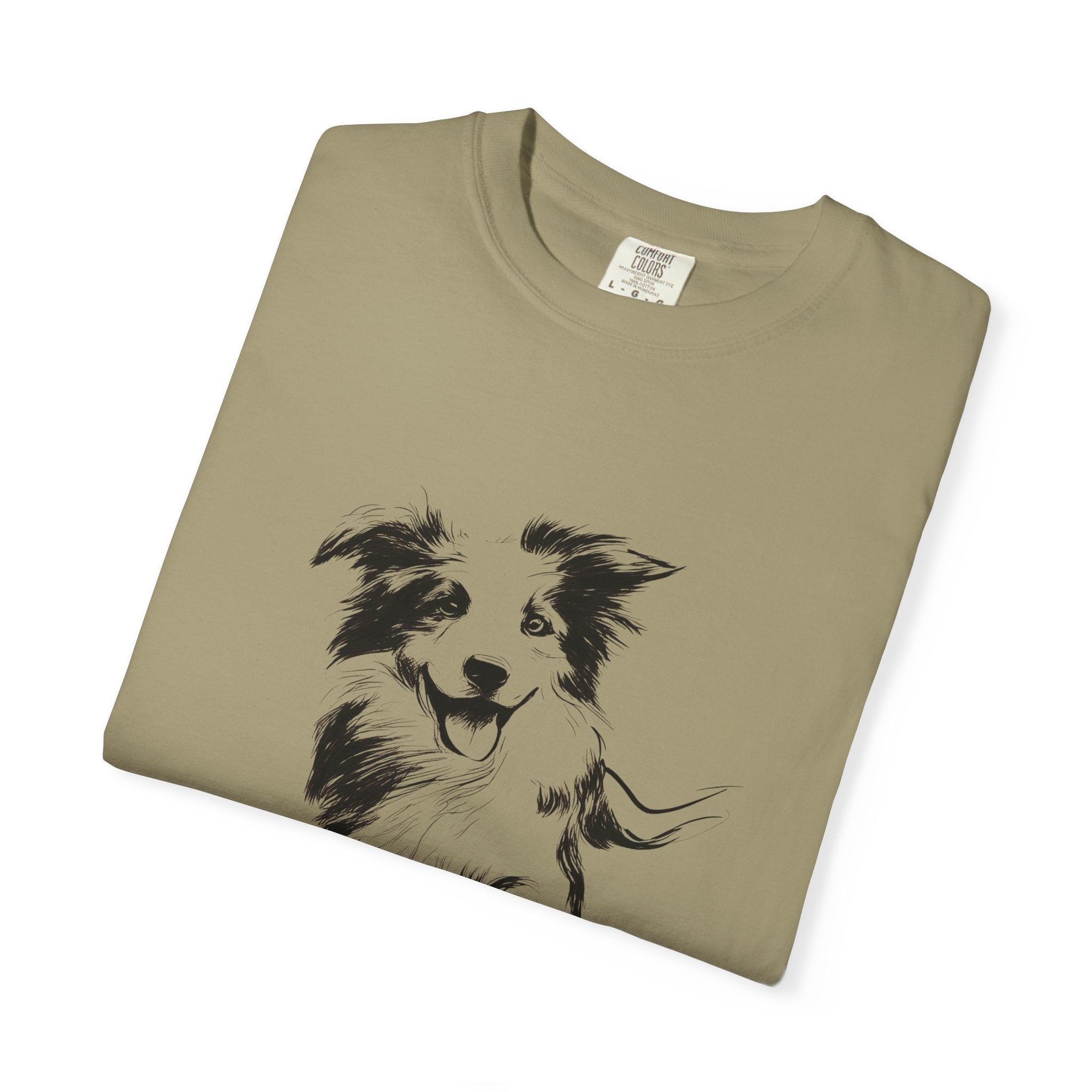 Personalized Border Collie T-Shirt | Custom Dog Name Tee | Comfort Colors 1717 Tee | Minimal Sketch Vintage Style | Dog lover gift