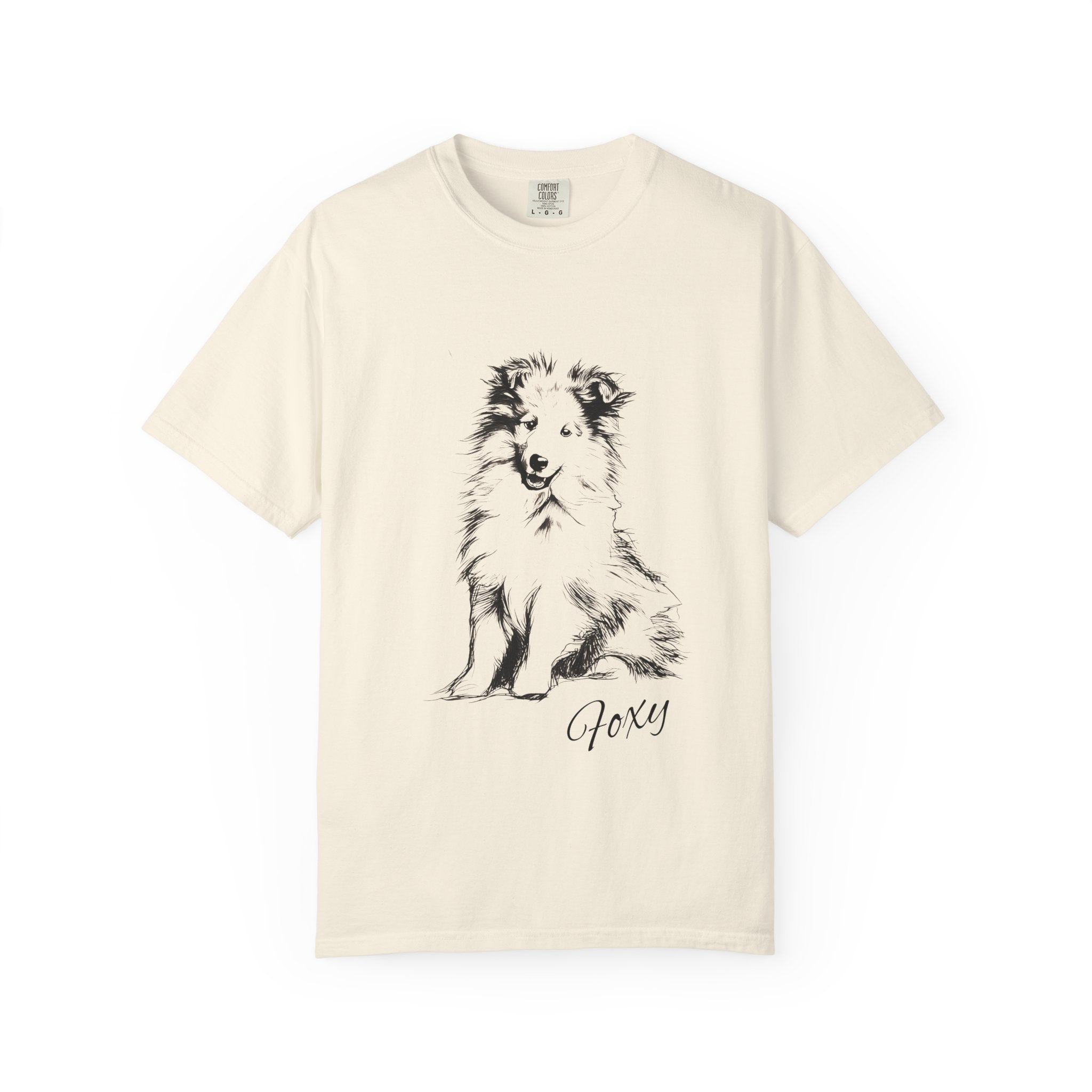 Personalized Rough Collie T-Shirt | Custom Dog Name Tee | Comfort Colors 1717 Tee | Minimal Sketch Vintage Style | Dog lover gift