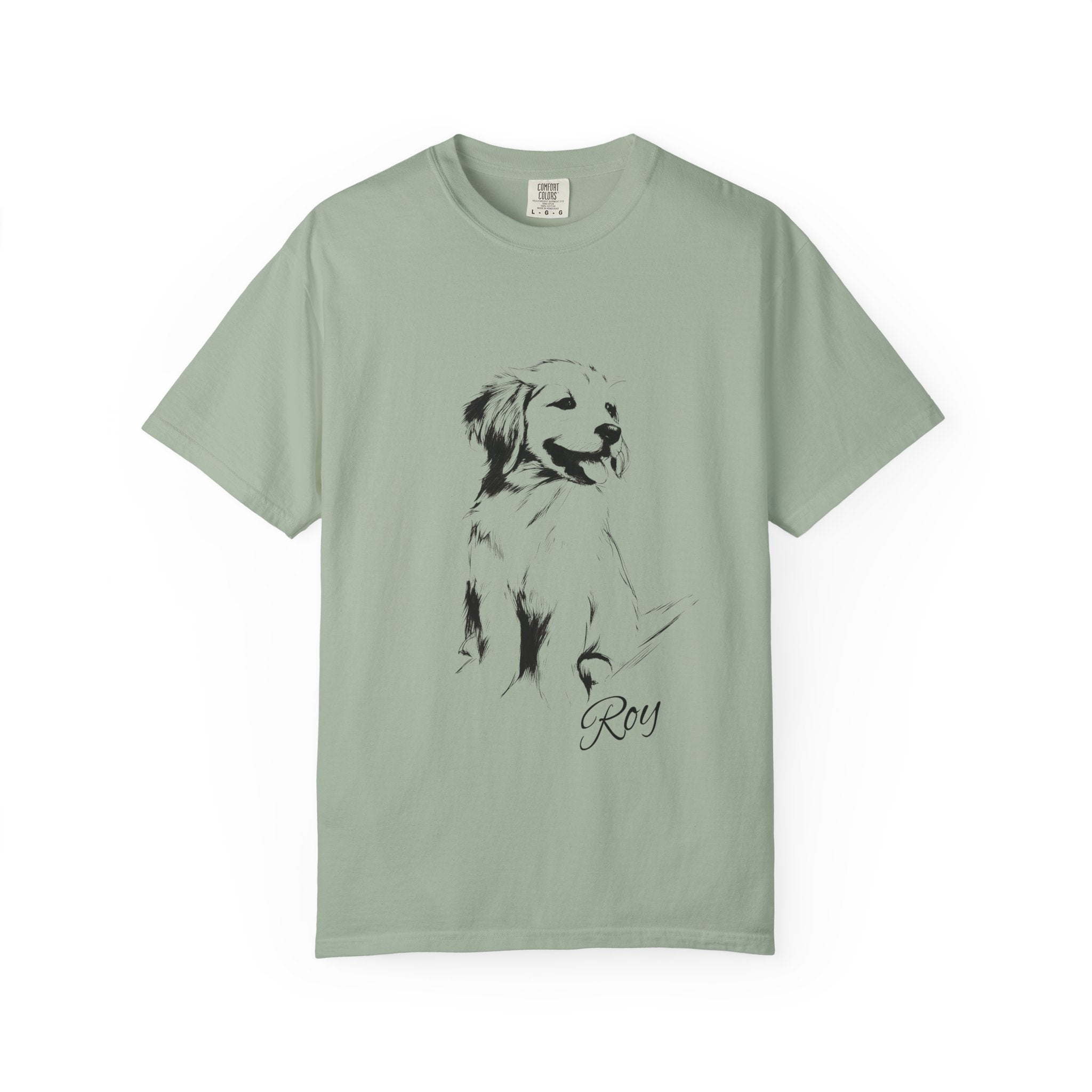 Personalized Golden Retriever T-Shirt | Custom Dog Name Tee | Comfort Colors 1717 Tee | Minimal Sketch Vintage Style | Dog lover gift