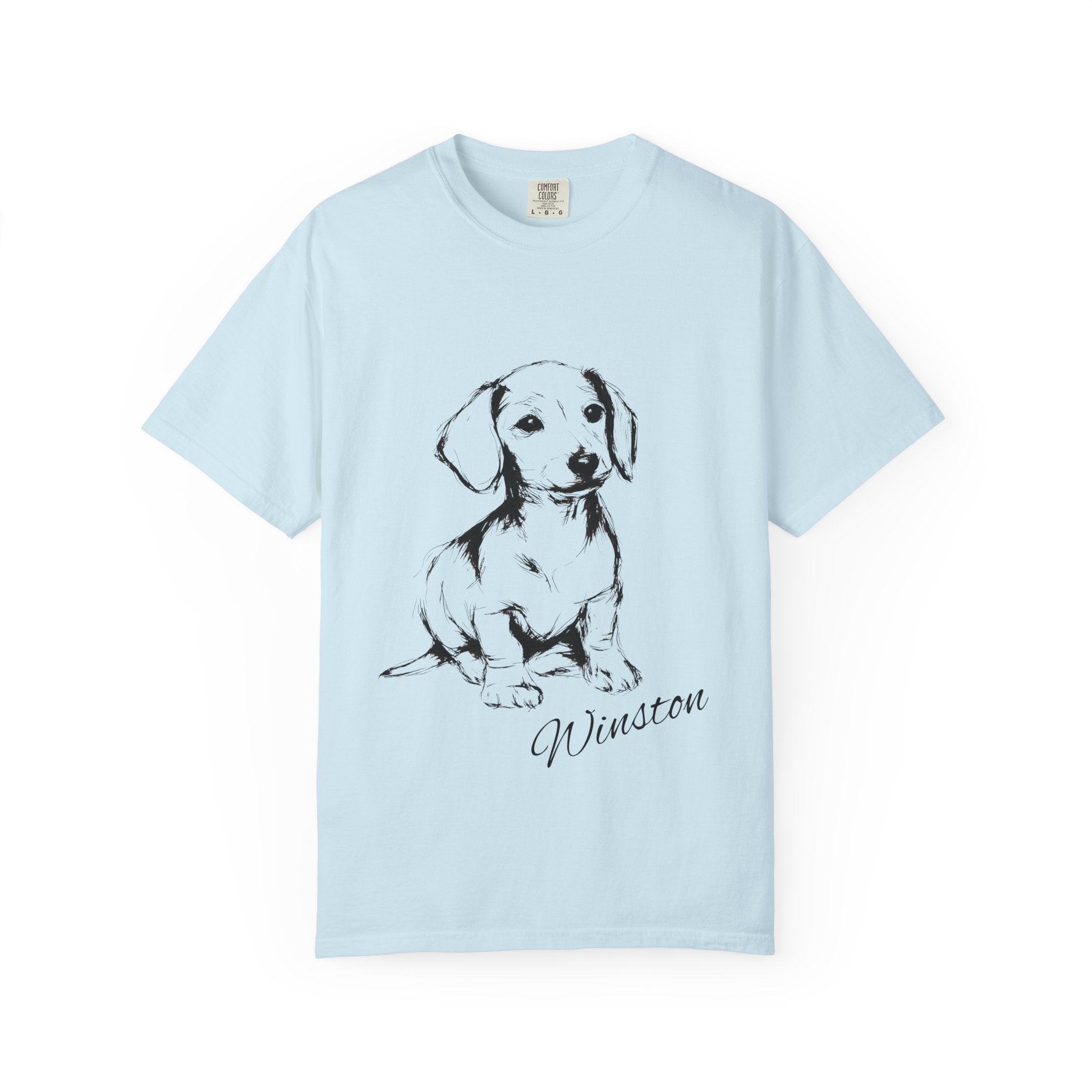 Personalized Dachshund T-Shirt | Custom Dog Name Tee | Comfort Colors 1717 Tee | Minimal Sketch Vintage Style | Dog lover gift