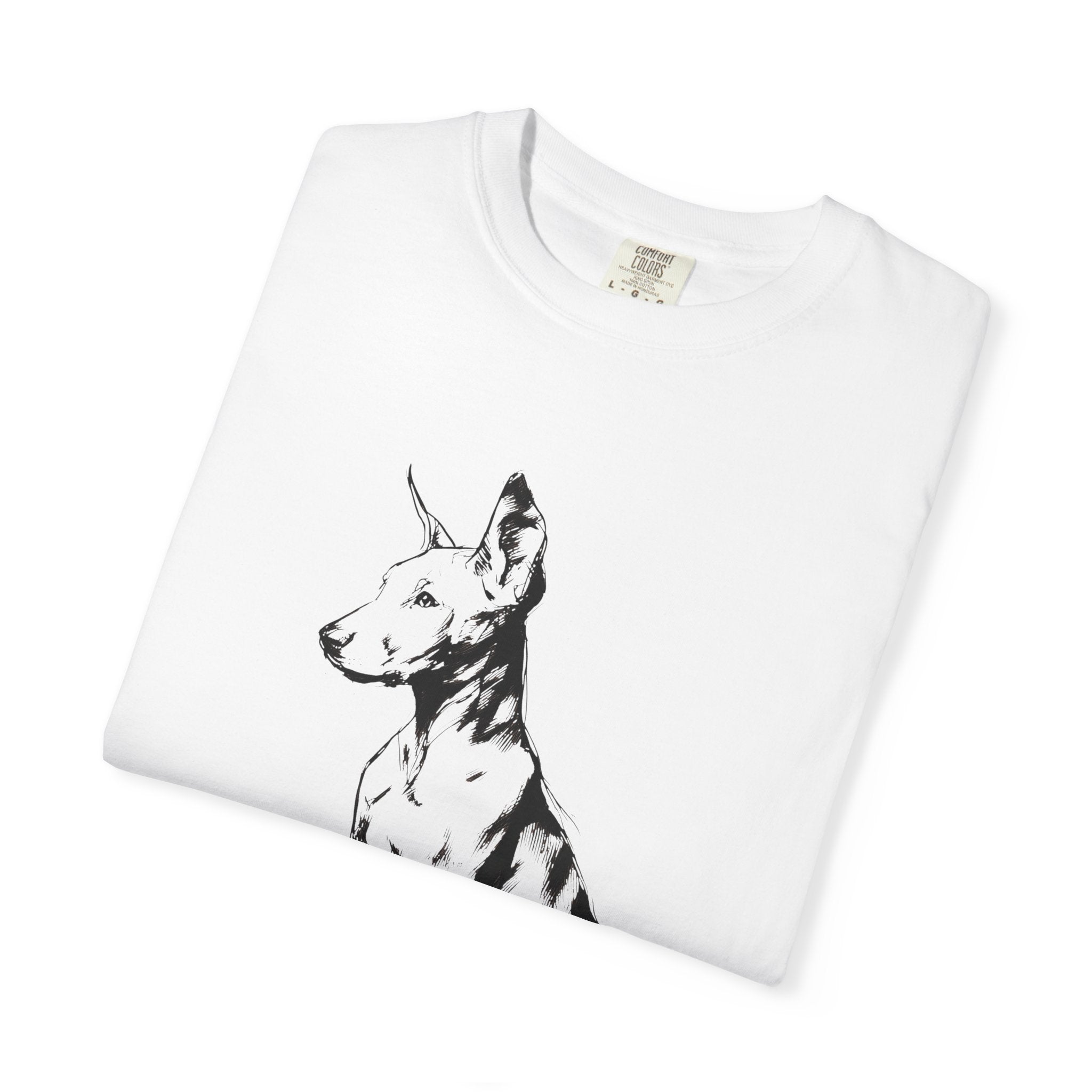 Personalized Doberman T-Shirt | Custom Dog Name Tee | Comfort Colors 1717 Tee | Minimal Sketch Vintage Style | Dog lover gift