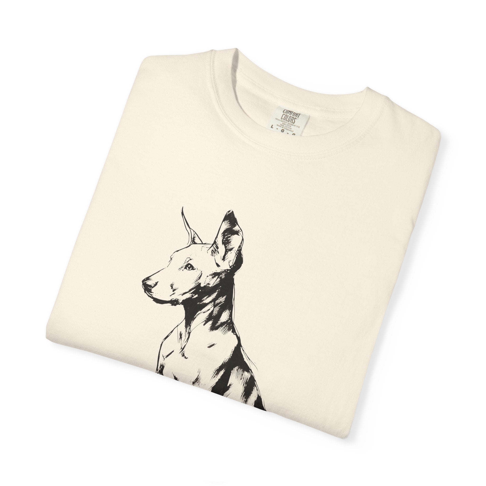 Personalized Doberman T-Shirt | Custom Dog Name Tee | Comfort Colors 1717 Tee | Minimal Sketch Vintage Style | Dog lover gift