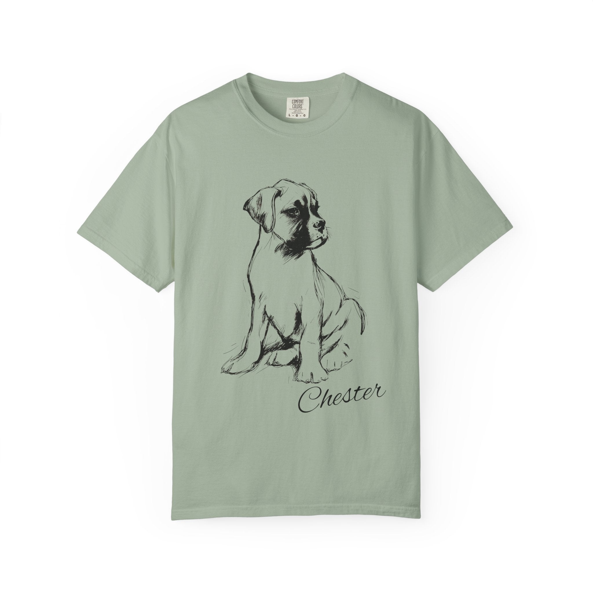 Personalized Boxer T-Shirt | Custom Dog Name Tee | Comfort Colors 1717 Tee | Minimal Sketch Vintage Style | Dog lover gift