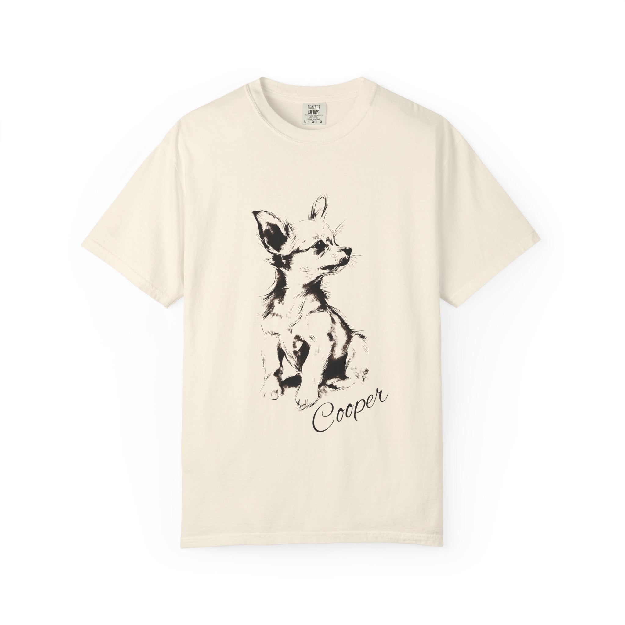 Personalized Chihuahua T-Shirt | Custom Dog Name Tee | Comfort Colors 1717 Tee | Minimal Sketch Vintage Style | Dog lover gift