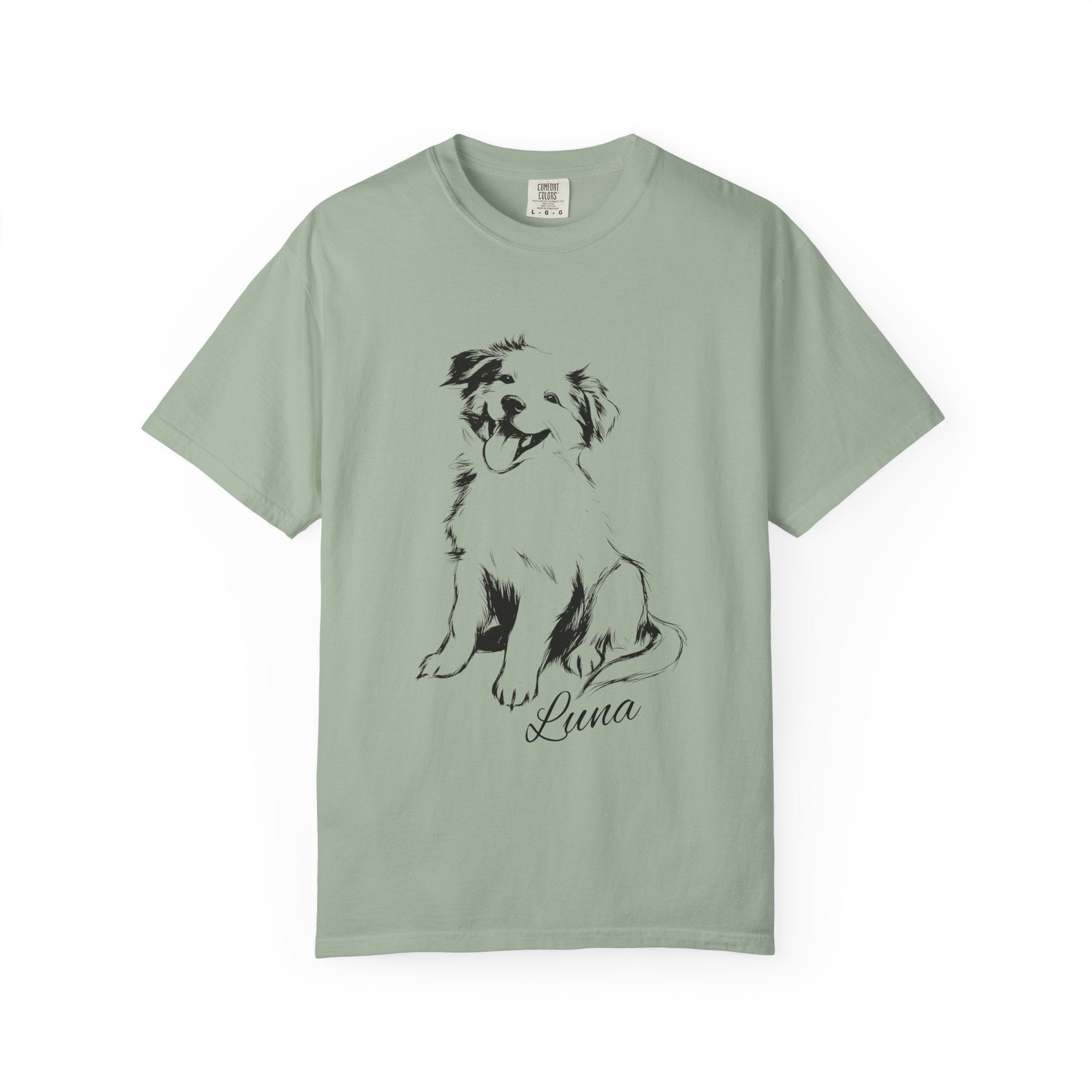 Personalized Australian Shepherd T-Shirt | Custom Dog Name Tee | Comfort Colors 1717 T-Shirt | Minimal Sketch Vintage Style | Dog lover gift