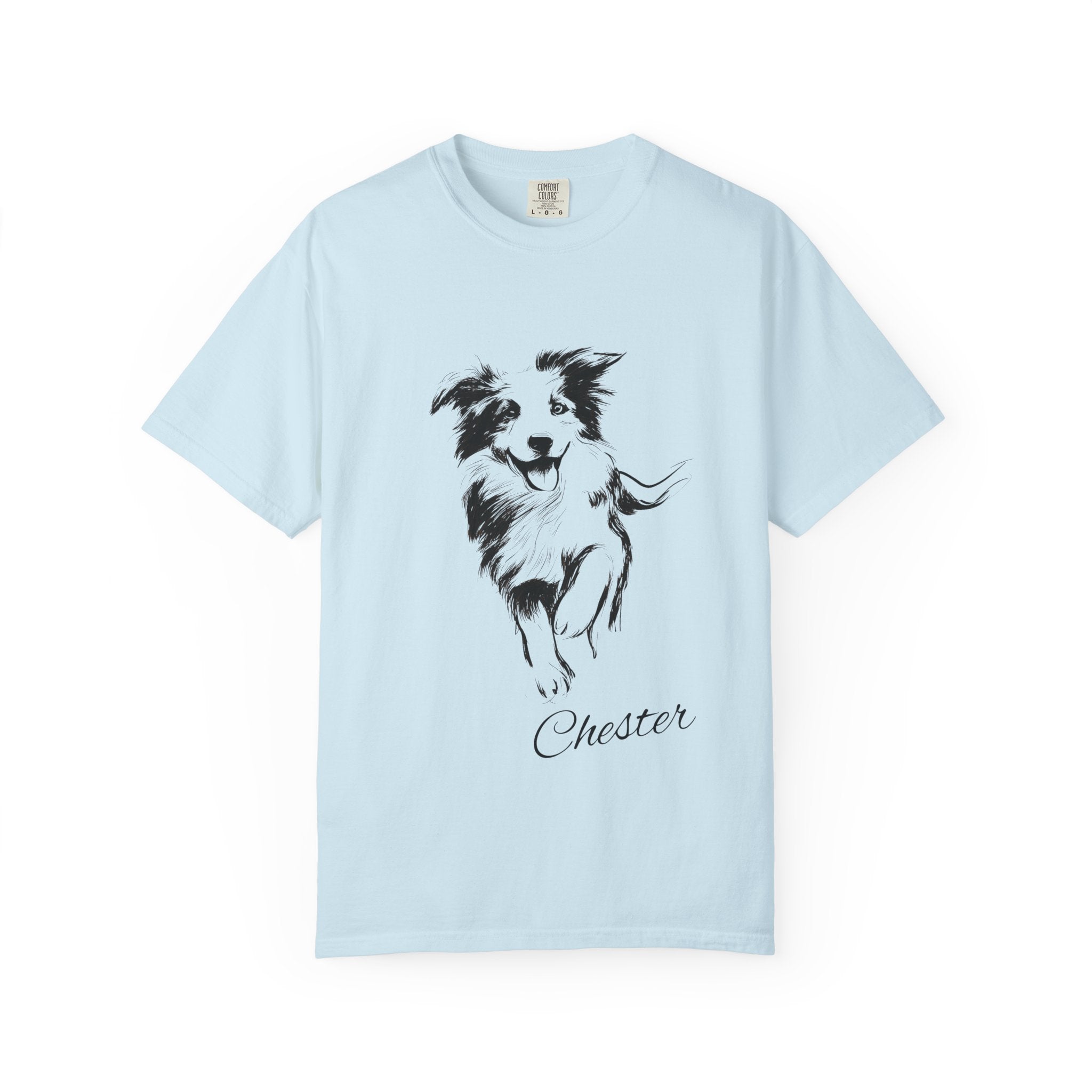 Personalized Border Collie T-Shirt | Custom Dog Name Tee | Comfort Colors 1717 Tee | Minimal Sketch Vintage Style | Dog lover gift