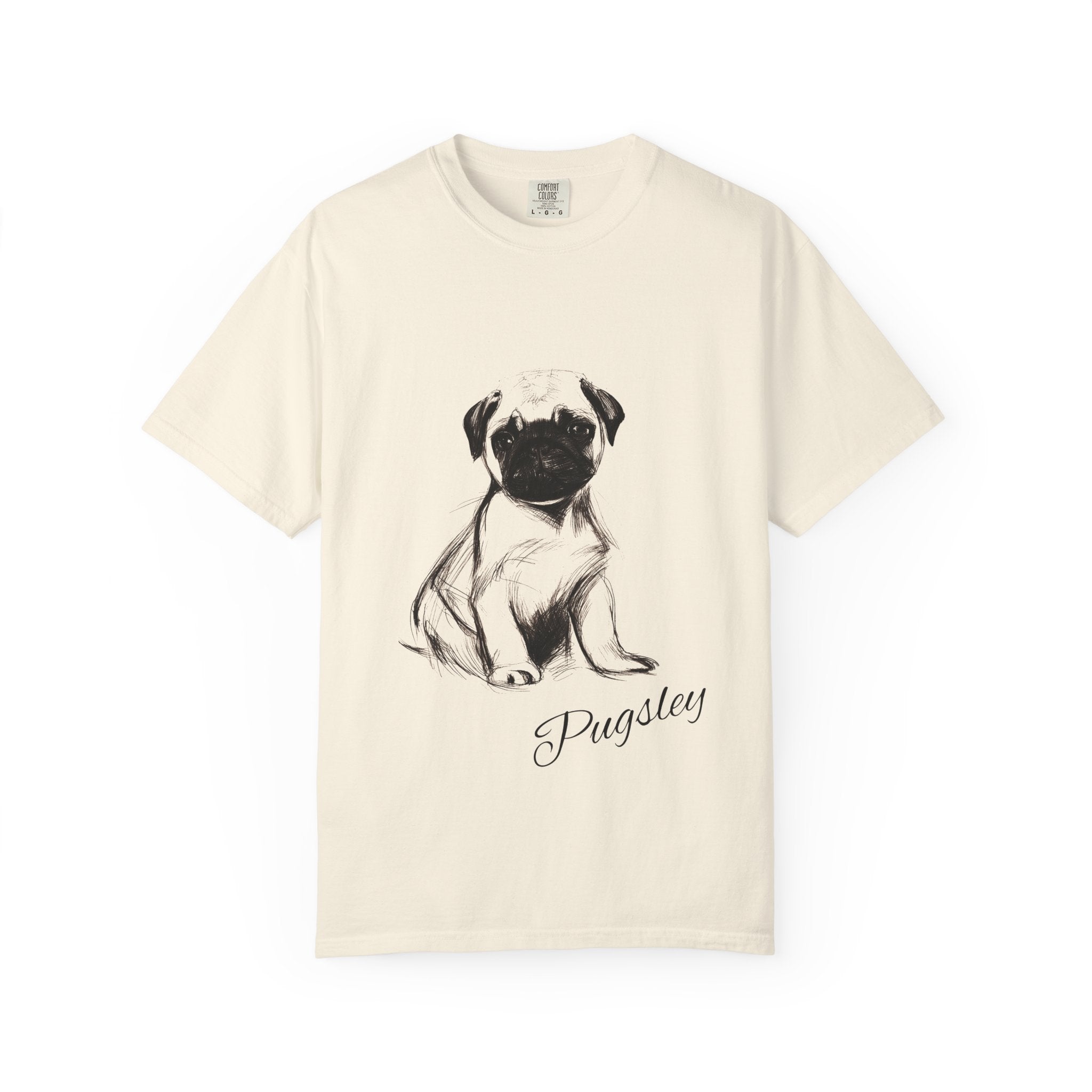 Personalized Pug T-Shirt | Custom Dog Name Tee | Comfort Colors 1717 Tee | Minimal Sketch Vintage Style | Dog lover gift