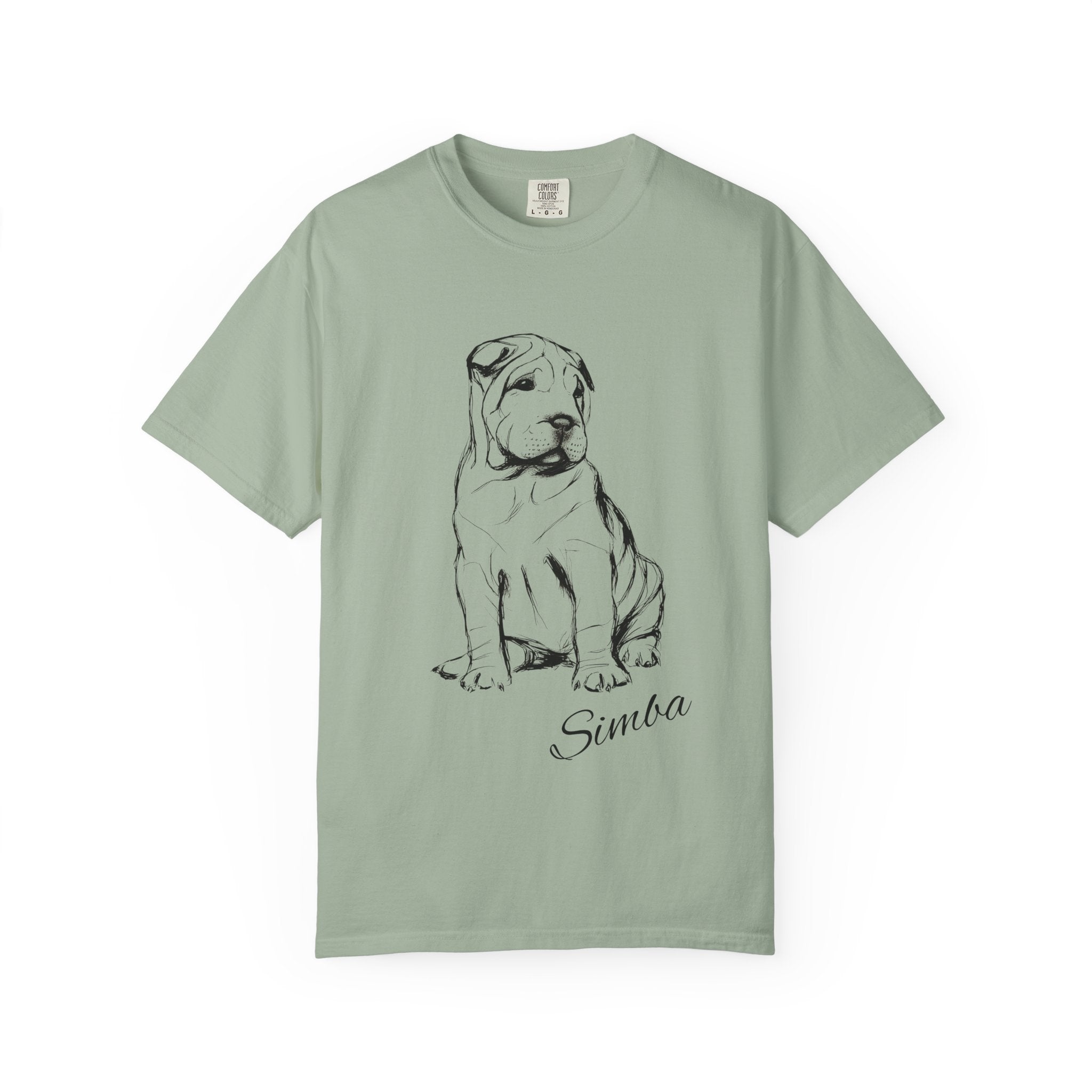Personalized Sharpei T-Shirt | Custom Dog Name Tee | Comfort Colors 1717 Tee | Minimal Sketch Vintage Style | Dog lover gift