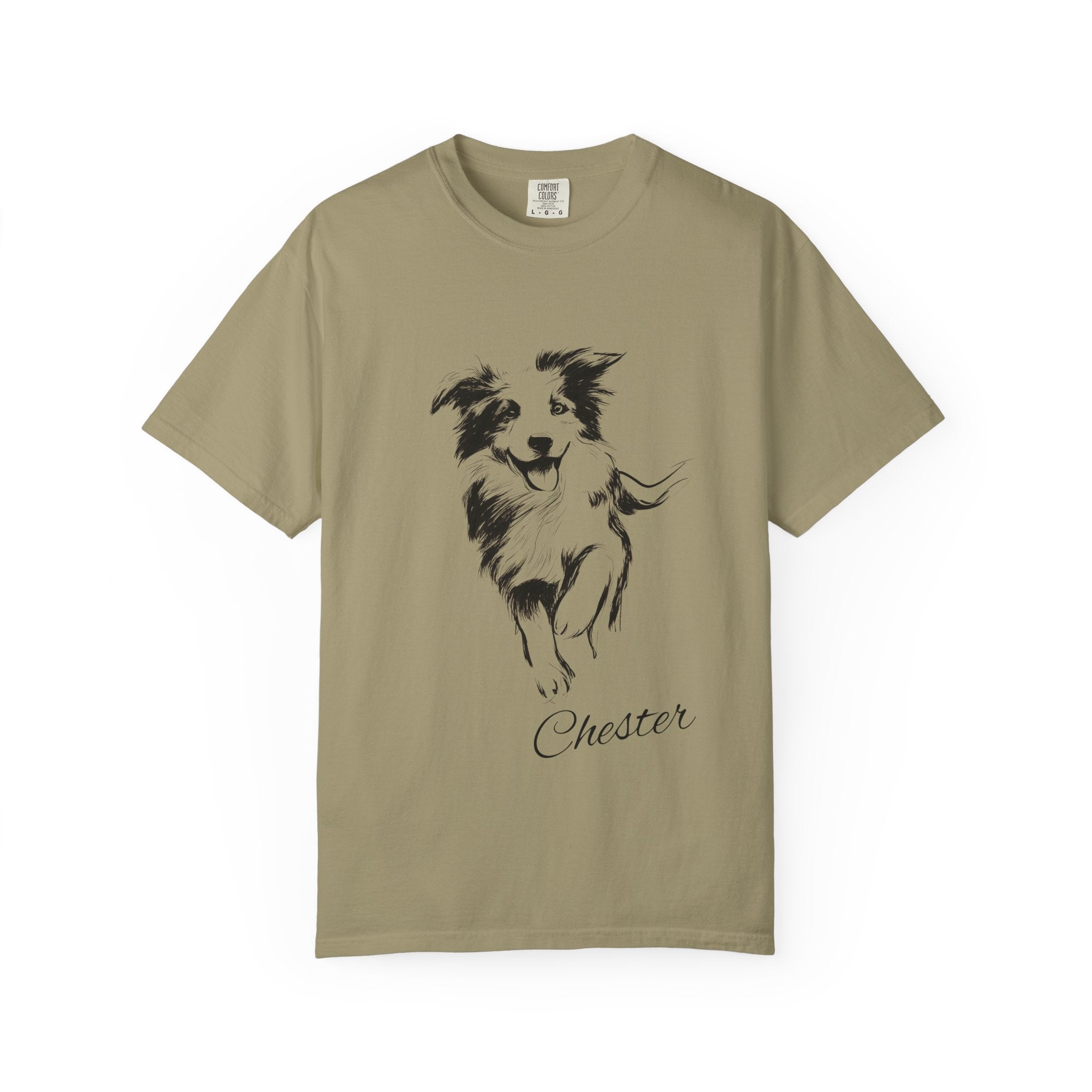 Personalized Border Collie T-Shirt | Custom Dog Name Tee | Comfort Colors 1717 Tee | Minimal Sketch Vintage Style | Dog lover gift