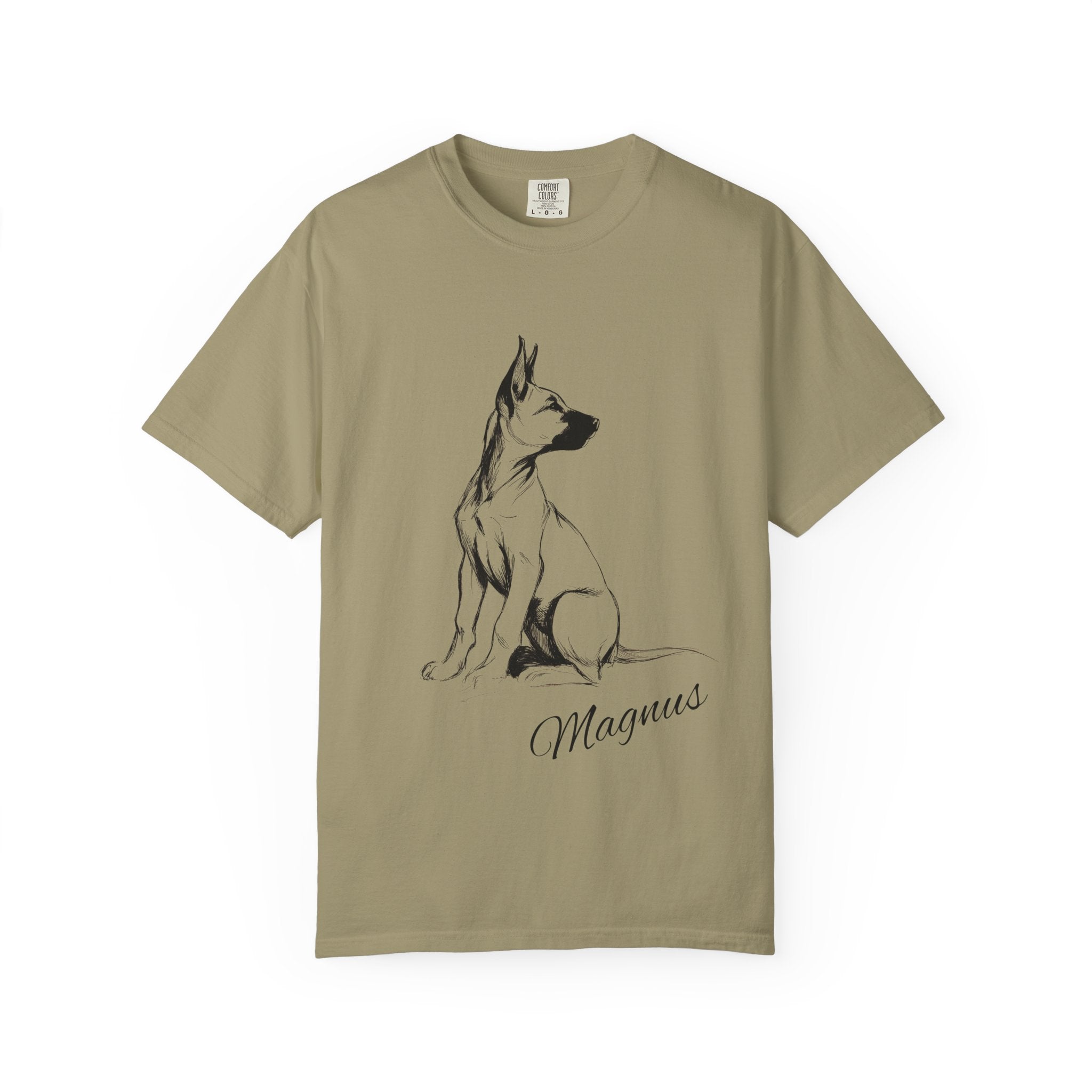 Personalized Belgian Malinois T-Shirt | Custom Dog Name Tee | Comfort Colors 1717 Tee | Minimal Sketch Vintage Style | Dog lover gift