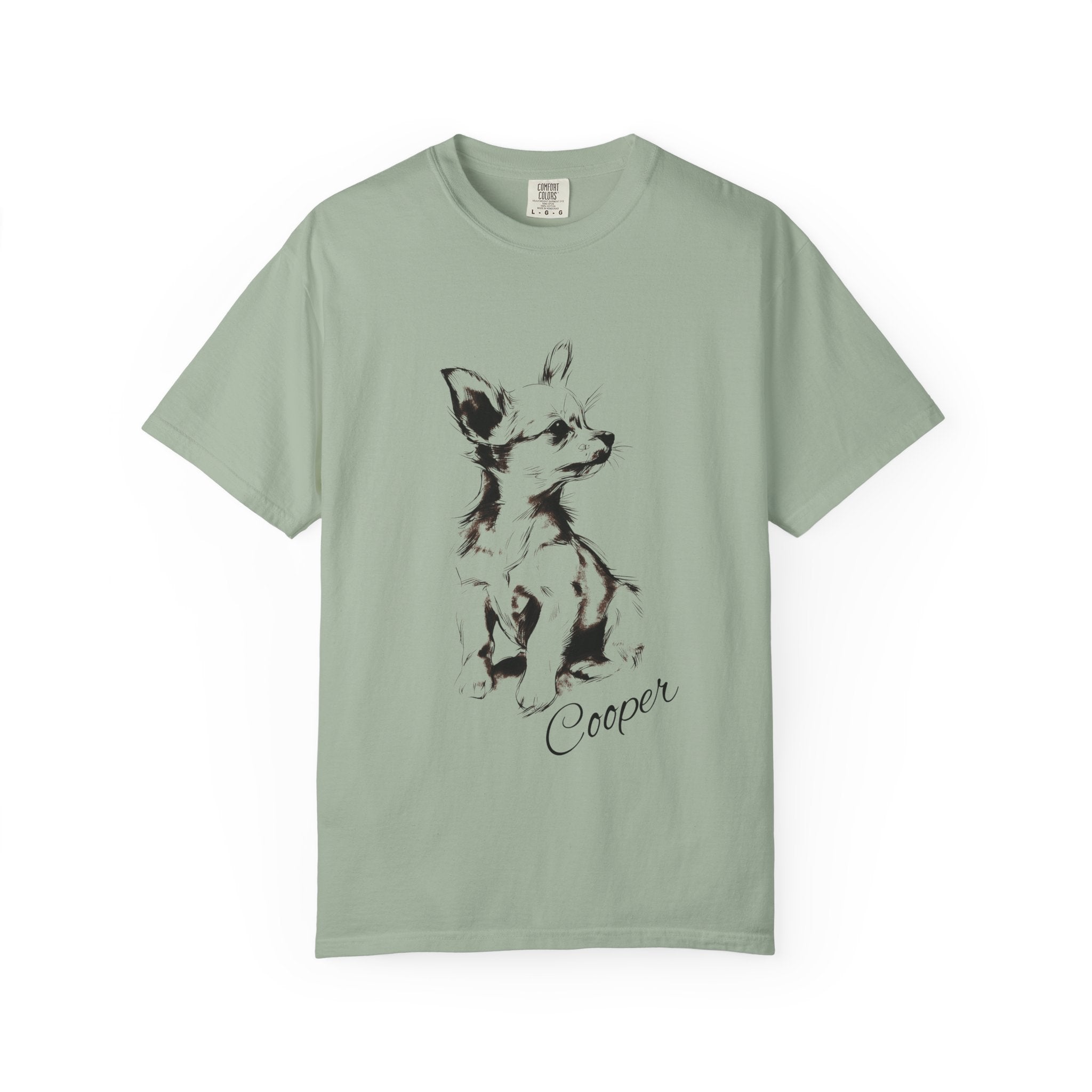 Personalized Chihuahua T-Shirt | Custom Dog Name Tee | Comfort Colors 1717 Tee | Minimal Sketch Vintage Style | Dog lover gift