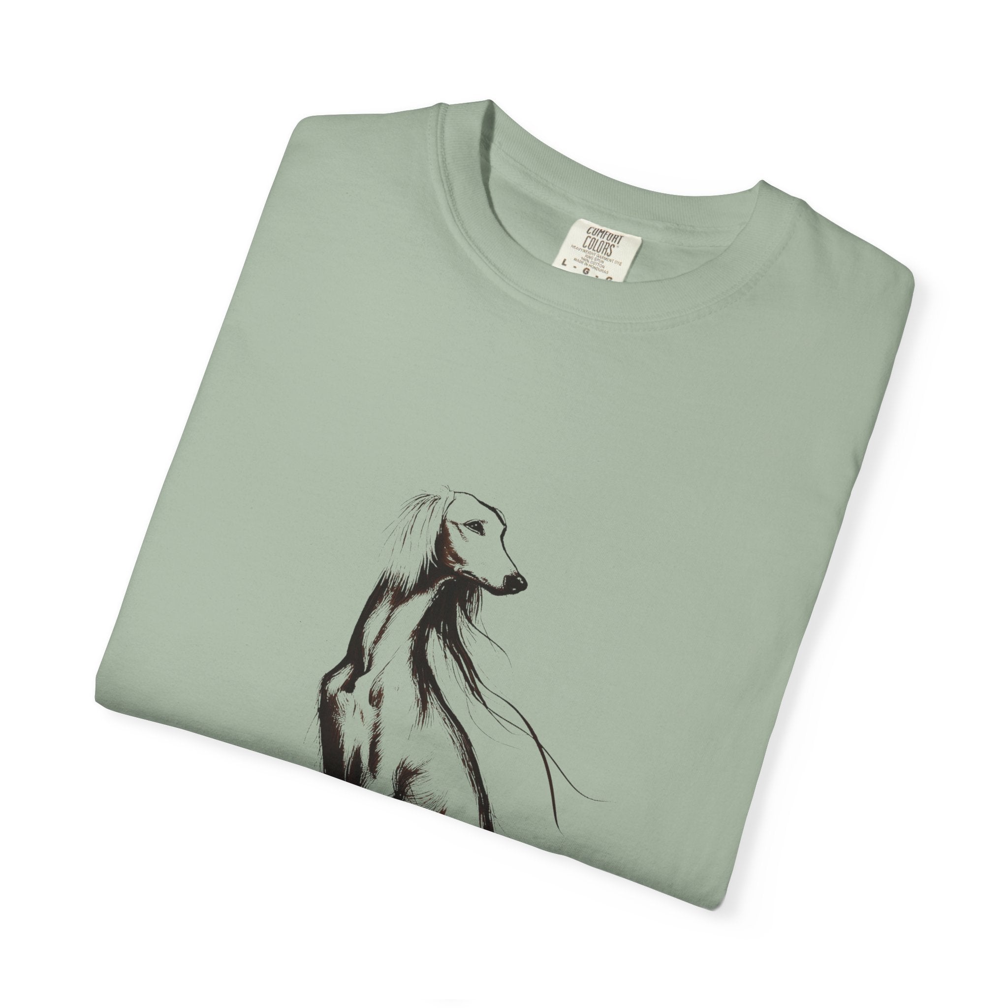 Personalized Saluki T-Shirt | Custom Dog Name Tee | Comfort Colors 1717 Tee | Minimal Sketch Vintage Style | Dog lover gift