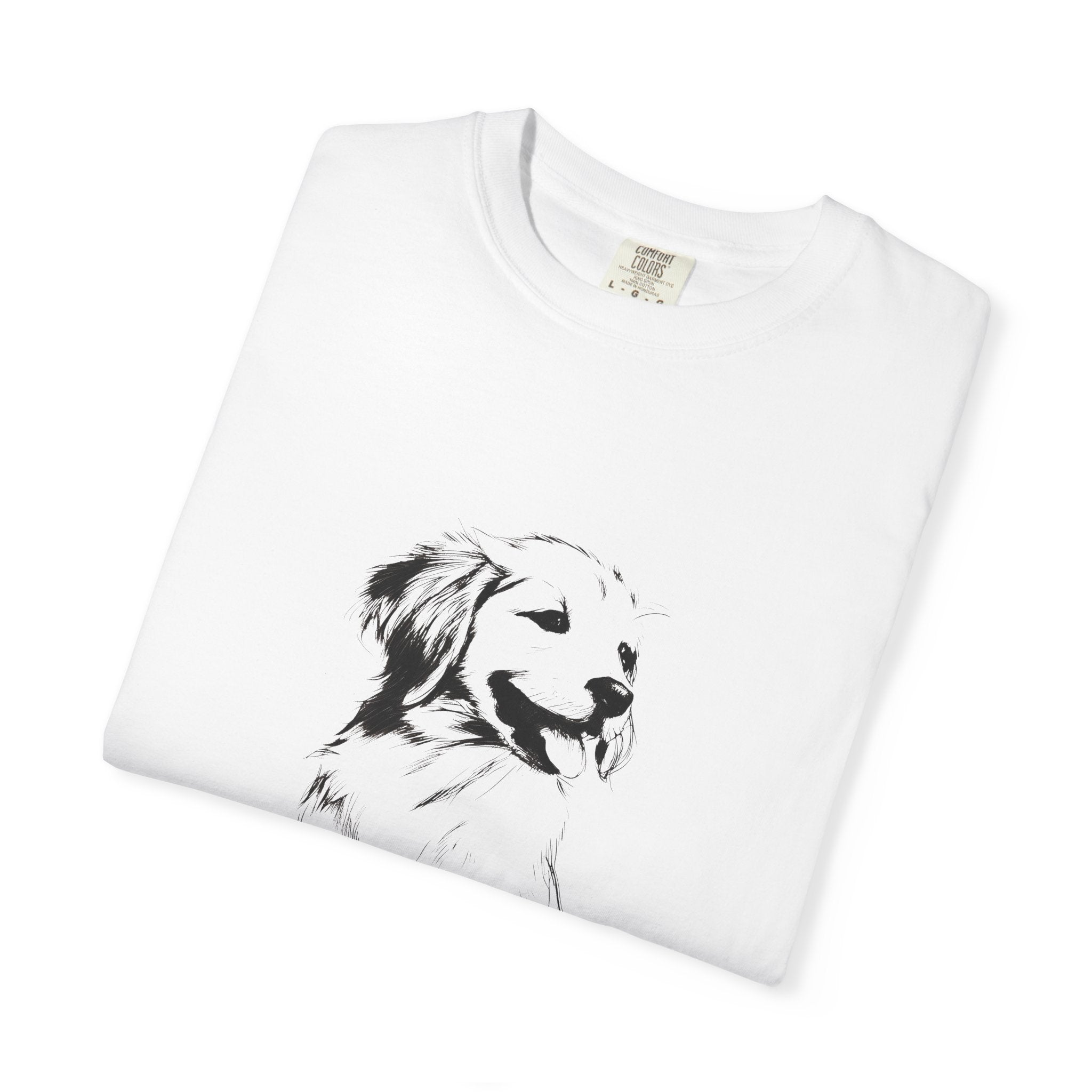 Personalized Golden Retriever T-Shirt | Custom Dog Name Tee | Comfort Colors 1717 Tee | Minimal Sketch Vintage Style | Dog lover gift