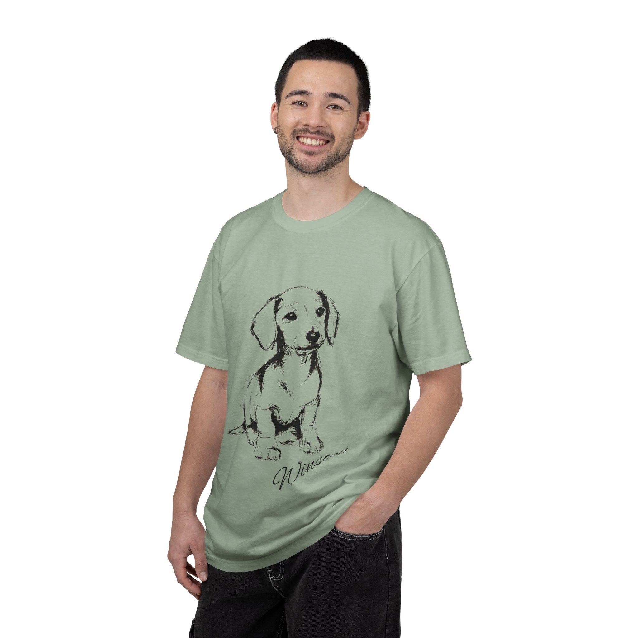 Personalized Dachshund T-Shirt | Custom Dog Name Tee | Comfort Colors 1717 Tee | Minimal Sketch Vintage Style | Dog lover gift