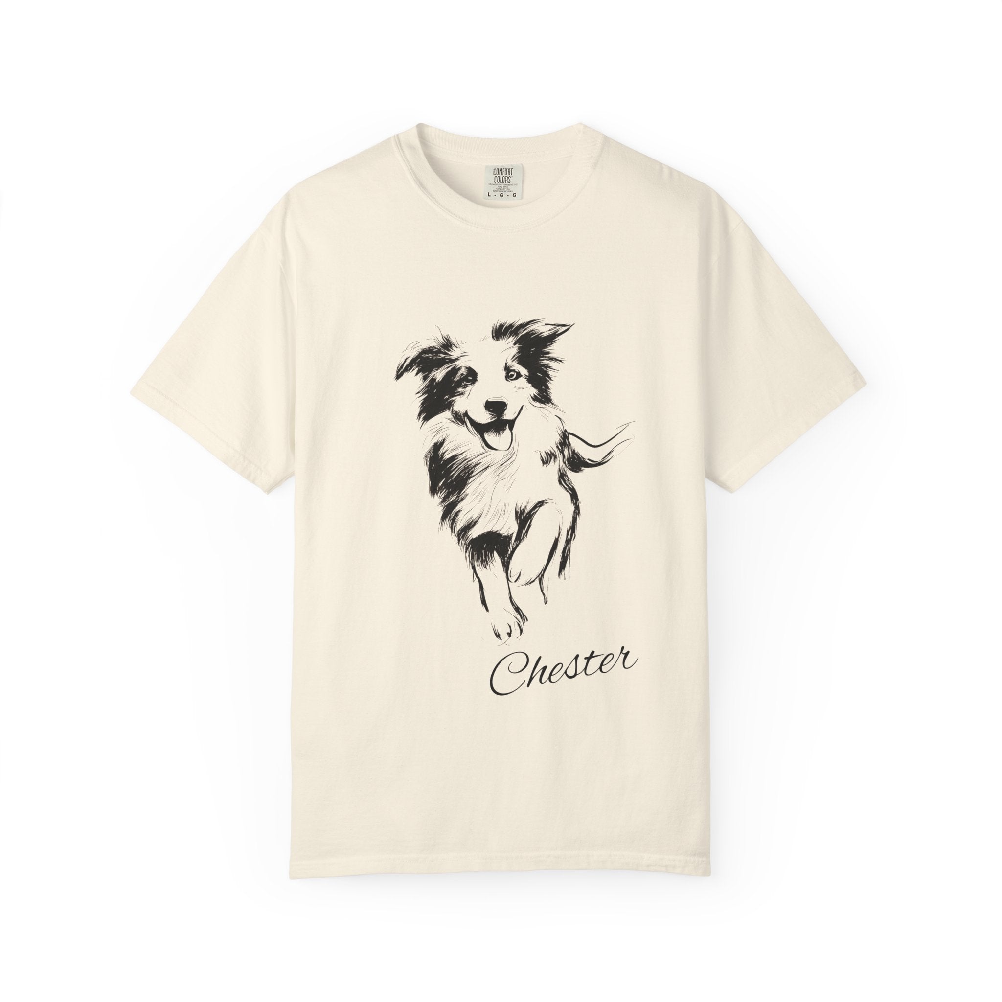 Personalized Border Collie T-Shirt | Custom Dog Name Tee | Comfort Colors 1717 Tee | Minimal Sketch Vintage Style | Dog lover gift