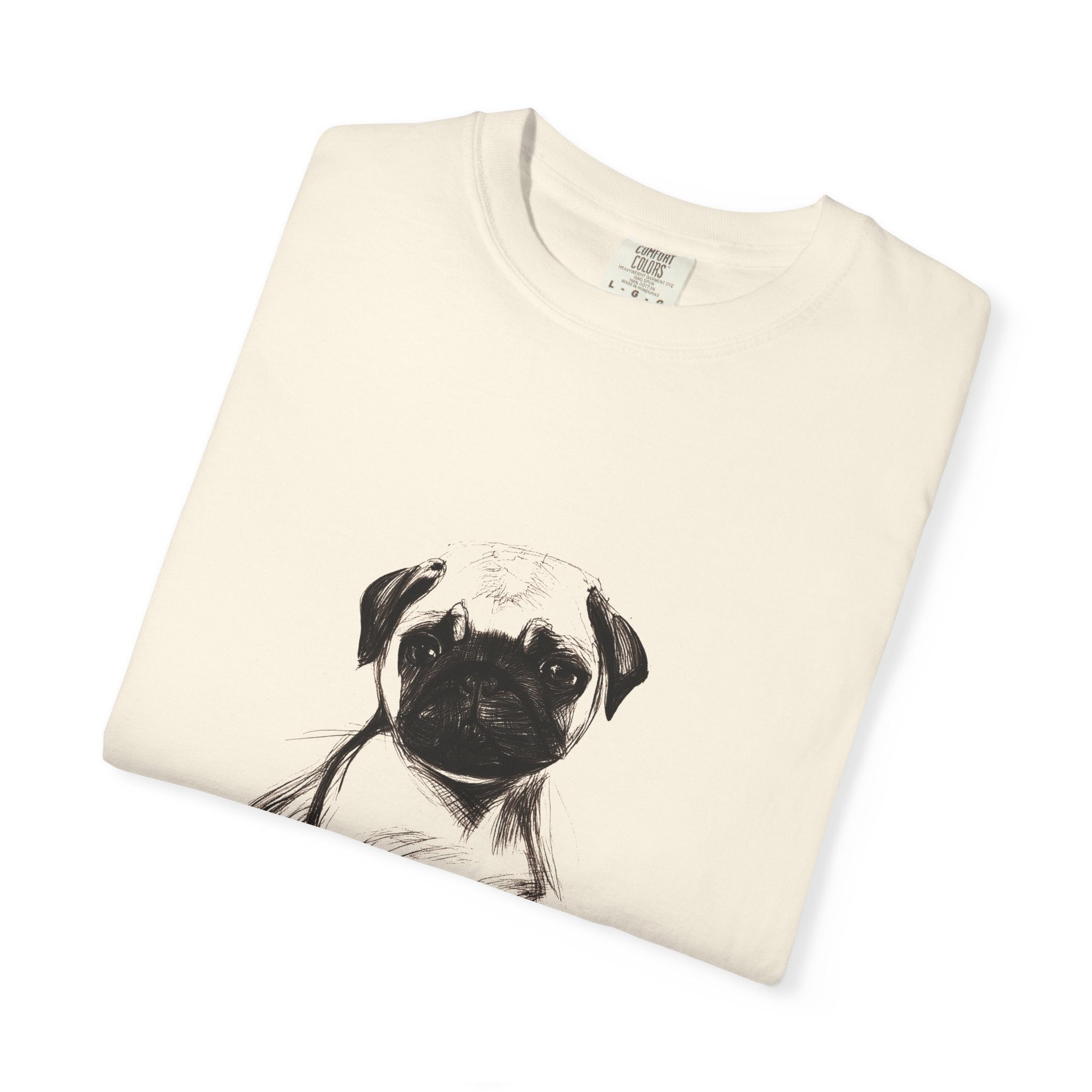 Personalized Pug T-Shirt | Custom Dog Name Tee | Comfort Colors 1717 Tee | Minimal Sketch Vintage Style | Dog lover gift