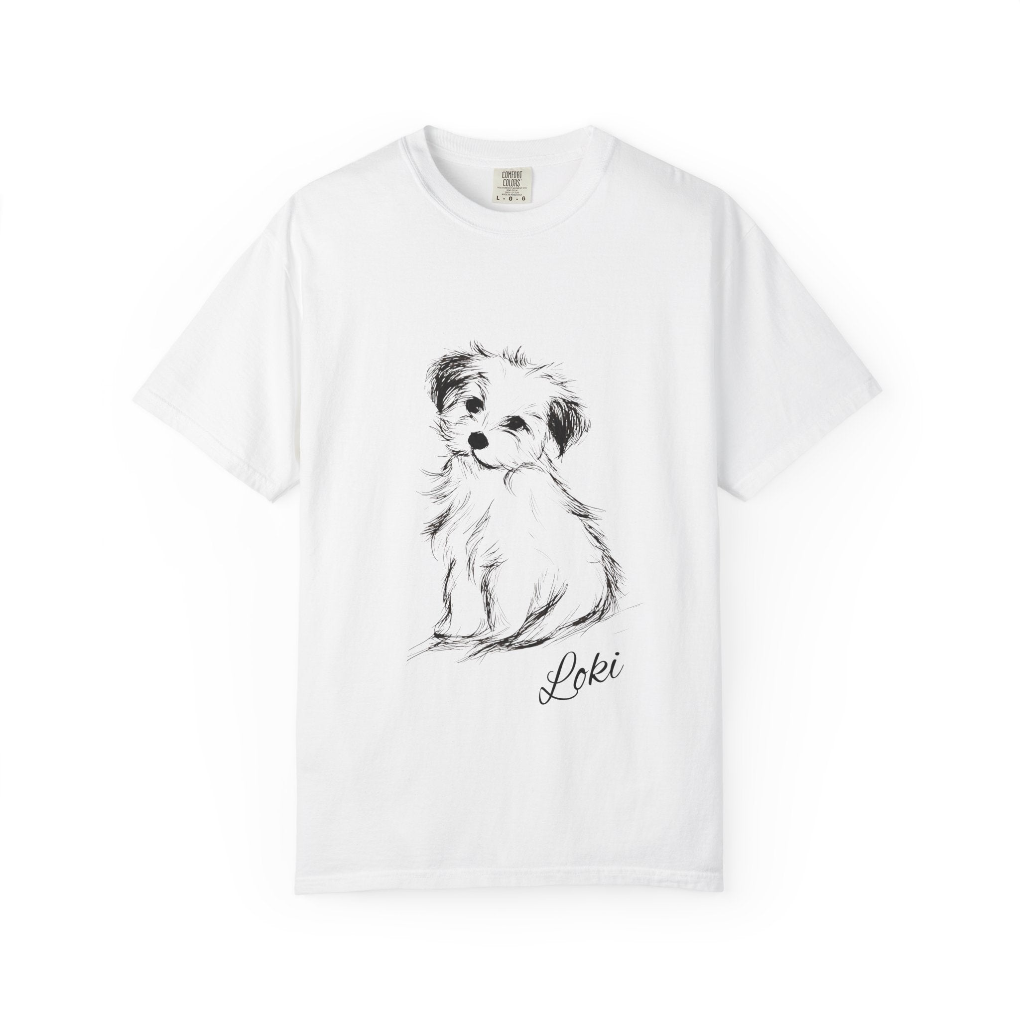 Personalized Maltese T-Shirt | Custom Dog Name Tee | Comfort Colors Tee | Minimal Sketch Vintage Style | Dog lover gift