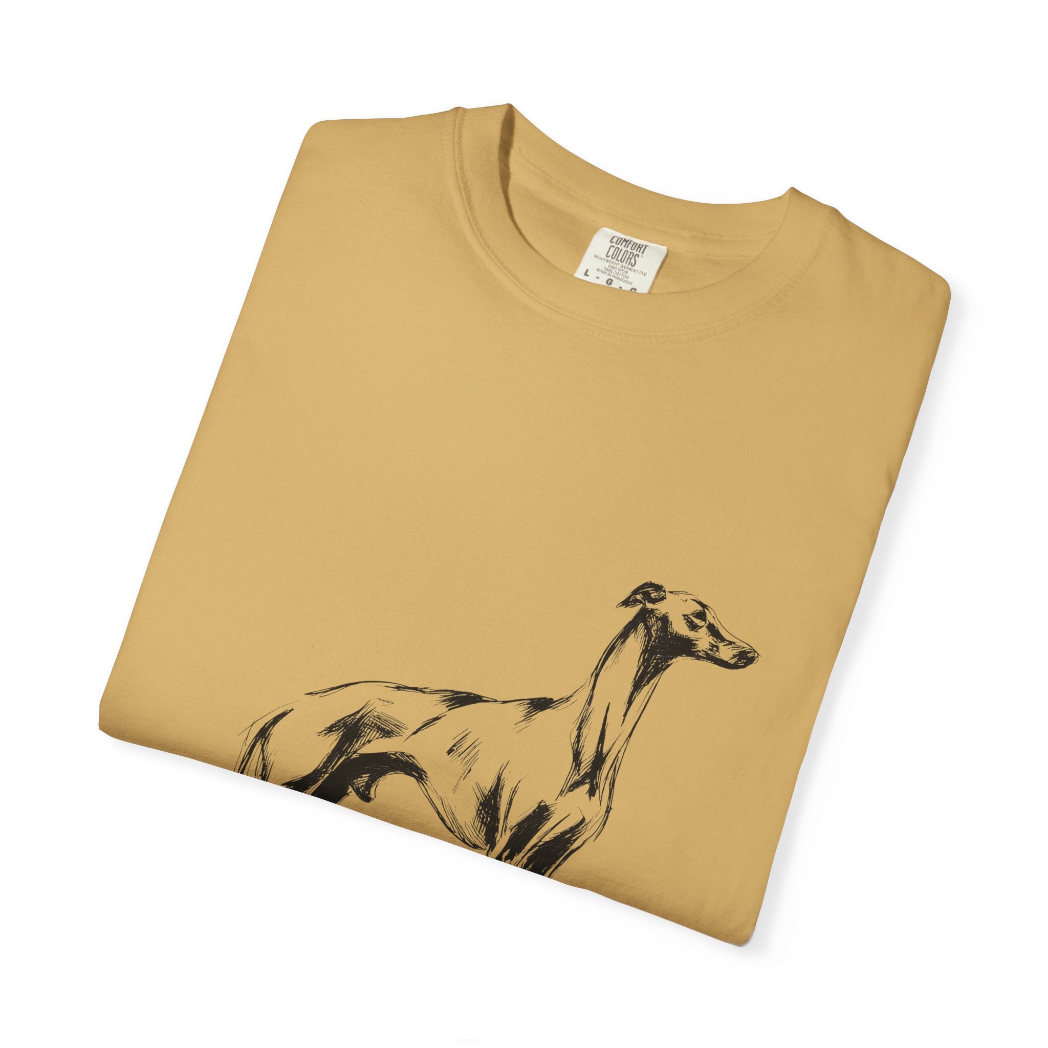 Personalized Greyhound T-Shirt | Custom Dog Name Tee | Comfort Colors 1717 Tee | Minimal Sketch Vintage Style | Whippet Dog lover gift
