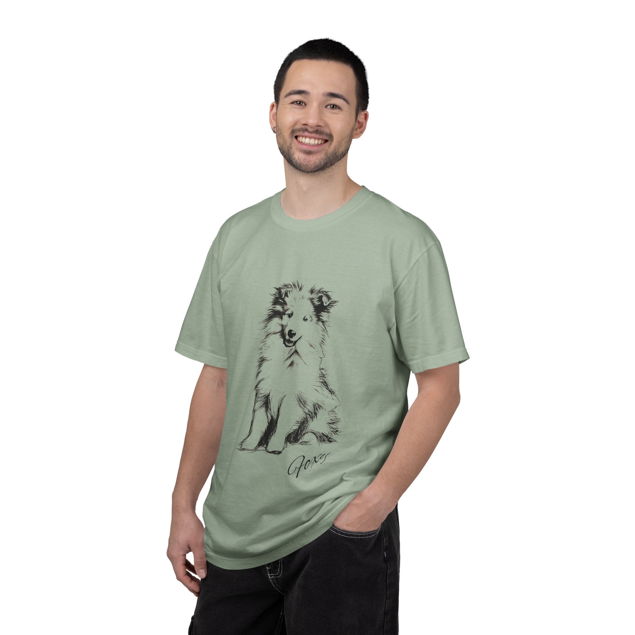Personalized Rough Collie T-Shirt | Custom Dog Name Tee | Comfort Colors 1717 Tee | Minimal Sketch Vintage Style | Dog lover gift