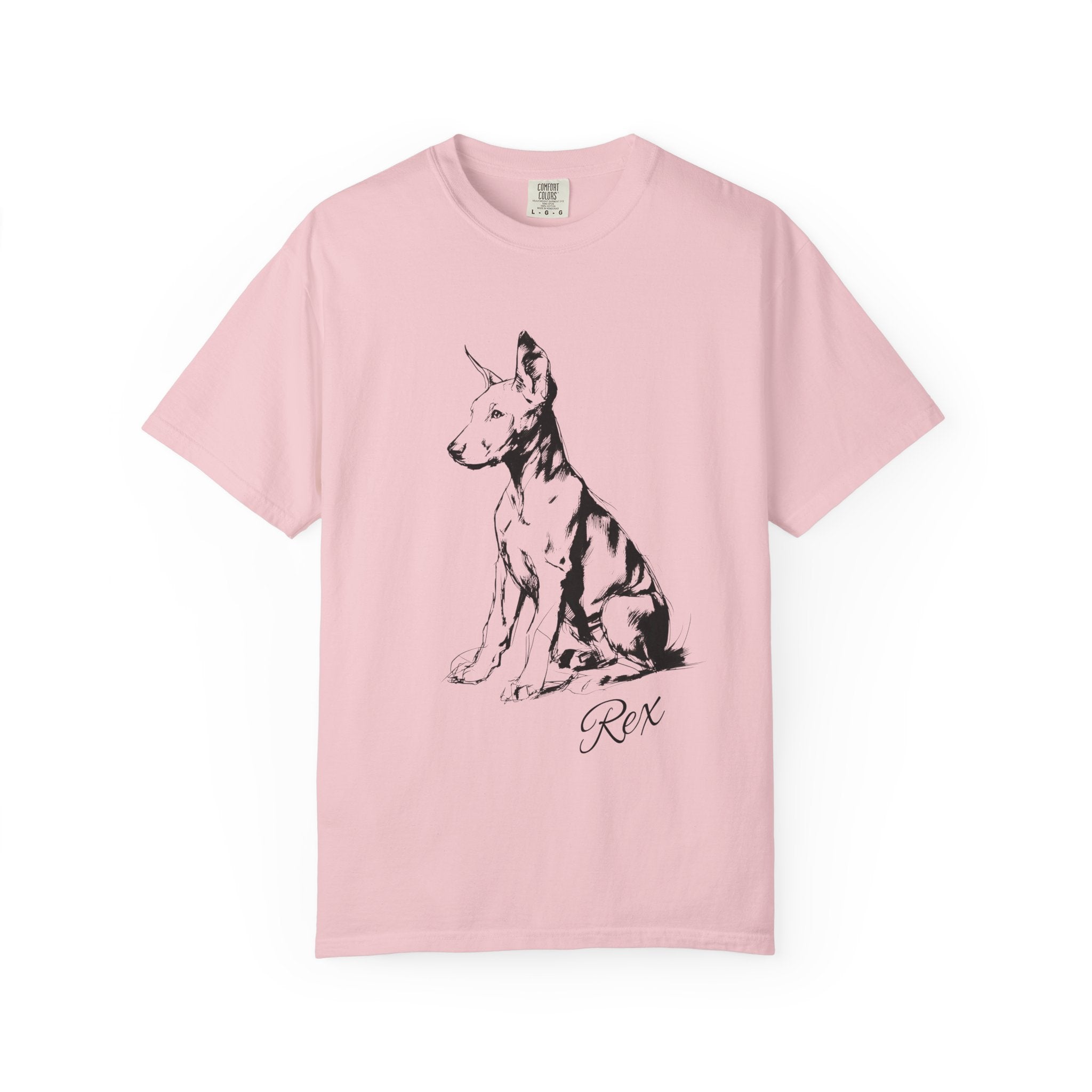 Personalized Doberman T-Shirt | Custom Dog Name Tee | Comfort Colors 1717 Tee | Minimal Sketch Vintage Style | Dog lover gift