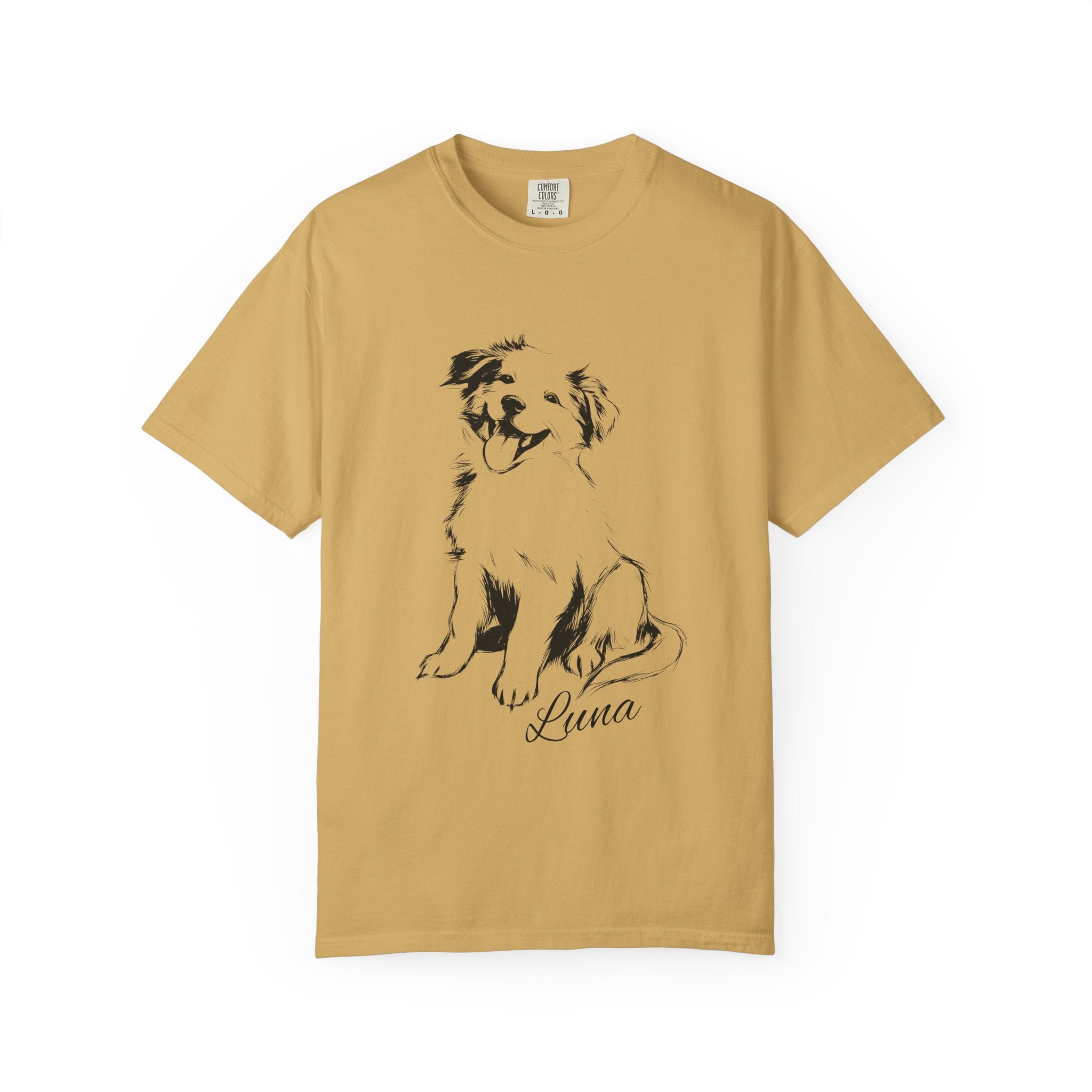 Personalized Australian Shepherd T-Shirt | Custom Dog Name Tee | Comfort Colors 1717 T-Shirt | Minimal Sketch Vintage Style | Dog lover gift